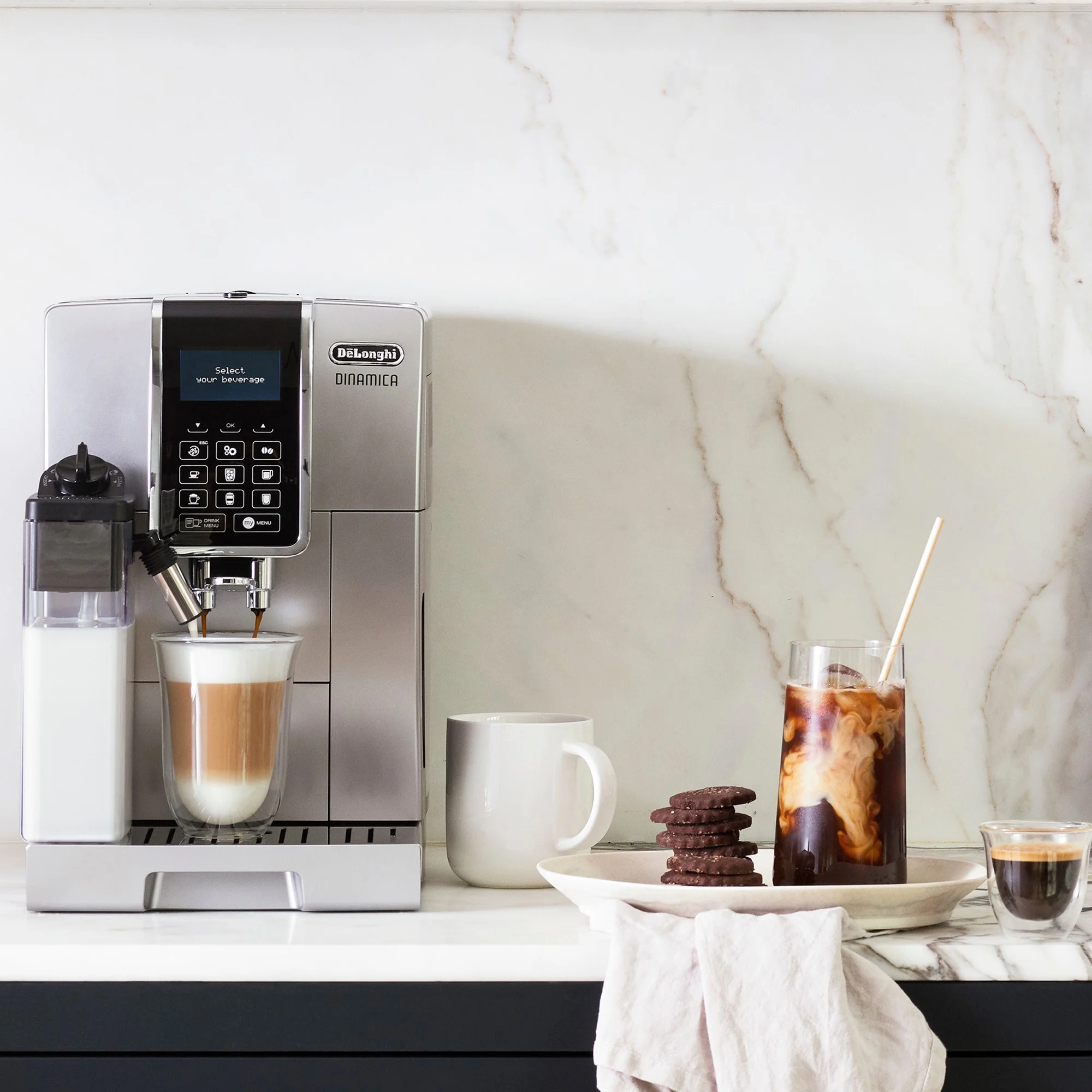 De'Longhi Dinamica with LatteCrema Super Automatic Espresso Machine in Silver (ECAM35075SI) - Image 4