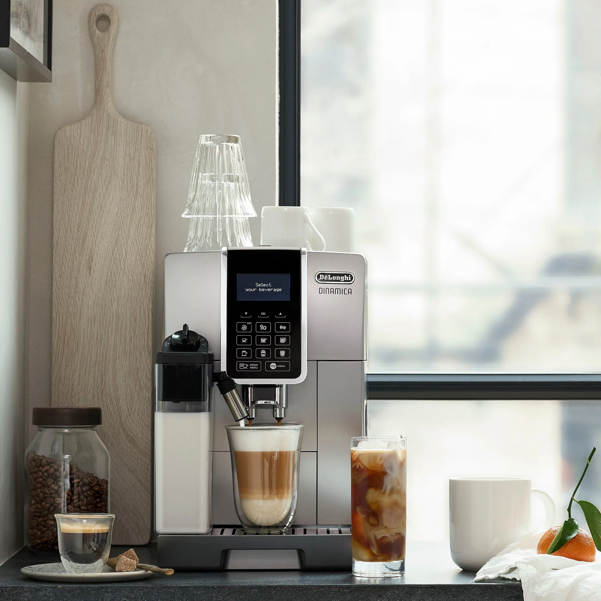 De'Longhi Dinamica with LatteCrema Super Automatic Espresso Machine in Silver (ECAM35075SI) - Image 5
