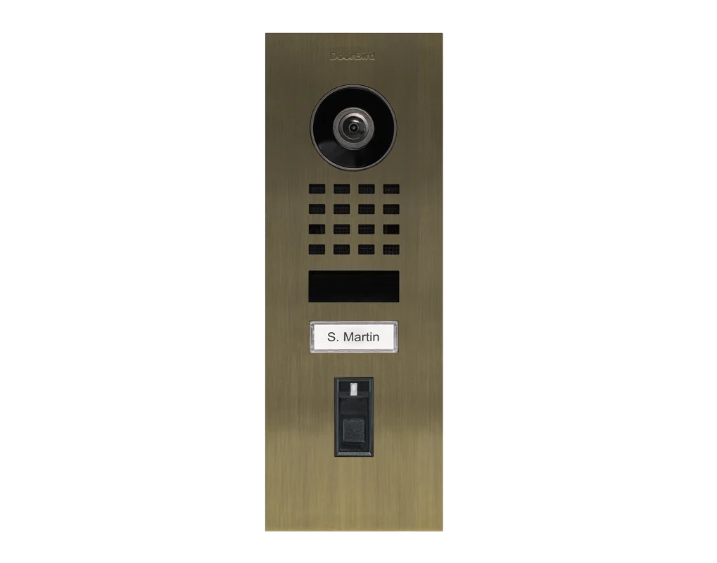 DoorBird D1101FV Fingerprint 50 Flush-Mount IP Video Door Station, 1 Call Button in Real Burnished Brass - Image 2