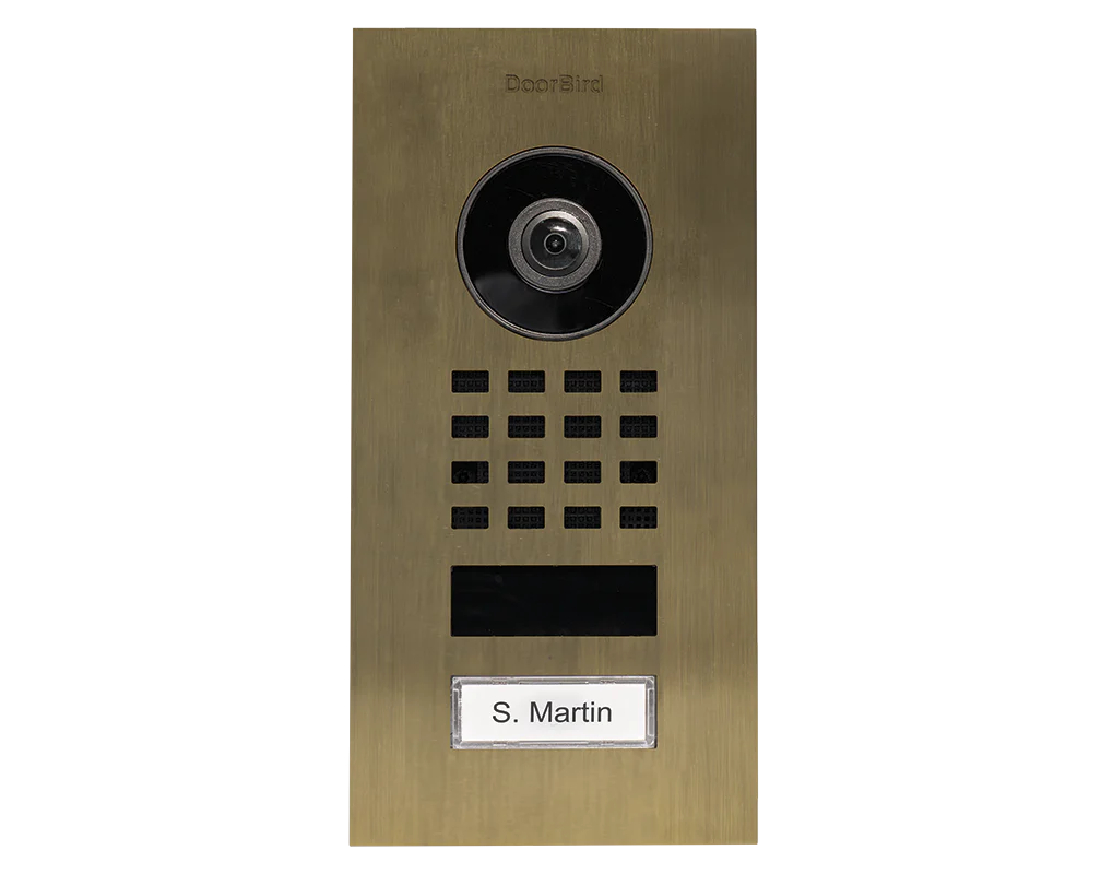 DoorBird D1101V Flush-Mount IP Video Intercom, 1 Call Button in Real Burnished Brass - Image 2