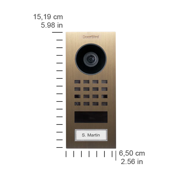 DoorBird D1101V Surface-Mount IP Video Intercom, 1 Call Button in Real Burnished Brass - Image 2