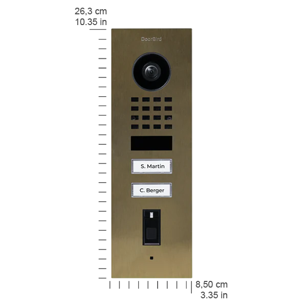 DoorBird D1102FV Fingerprint 50 Flush-Mount IP Video Door Station, 2 Call Button in Real Burnished Brass - Image 2