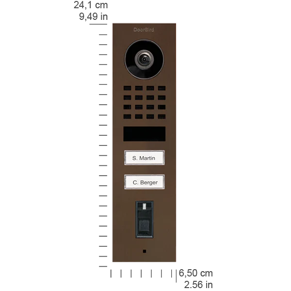 DoorBird D1102FV Fingerprint 50 Surface-Mount IP Video Door Station, 2 Call Button in  Architectural Bronze - Image 2