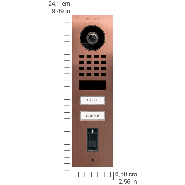 DoorBird D1102FV Fingerprint 50 Surface-Mount IP Video Door Station, 2 Call Button in Bronze - Image 2