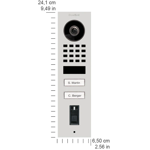 DoorBird D1102FV Fingerprint 50 Surface-Mount IP Video Door Station, 2 Call Button in Traffic White, RAL 9016 - Image 2