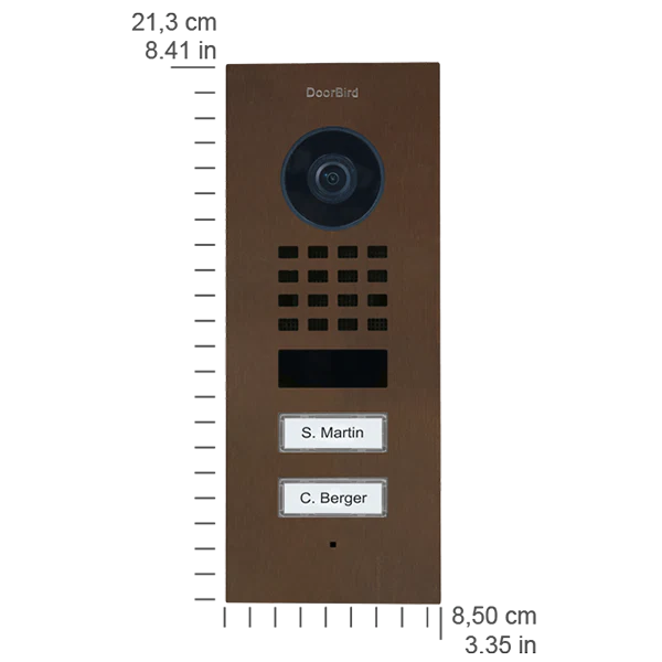 DoorBird D1102V Flush-Mount IP Video Door Station, 2 Call Button in  Architectural Bronze - Image 2