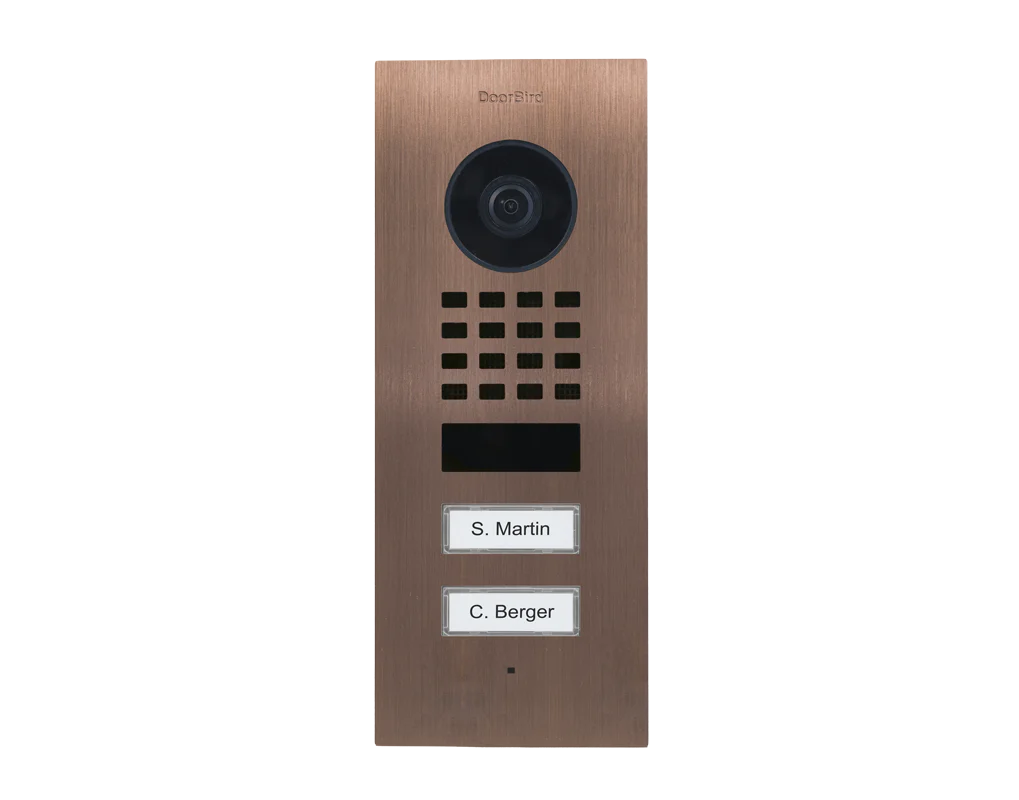 DoorBird D1102V Flush-Mount IP Video Door Station, 2 Call Button in Bronze - Image 2