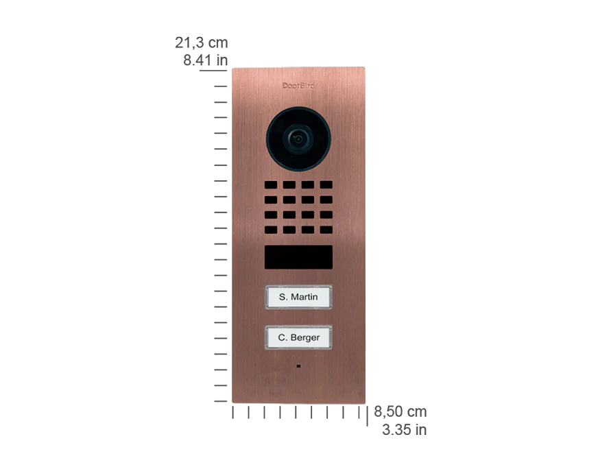 DoorBird D1102V Flush-Mount IP Video Door Station, 2 Call Button in Bronze - Image 3