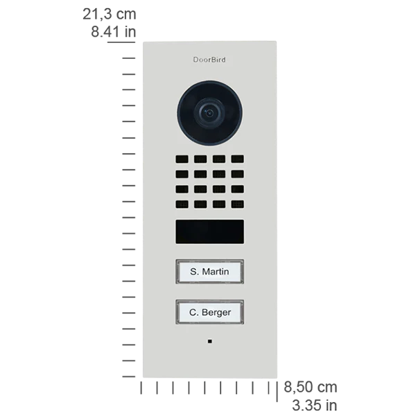 DoorBird D1102V Flush-Mount IP Video Door Station, 2 Call Button in Traffic White, RAL 9016 - Image 2