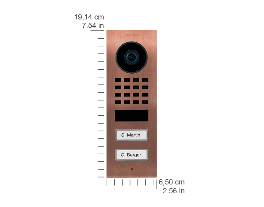 DoorBird D1102V Surface-Mount IP Video Door Station, 2 Call Button in Bronze - Image 3