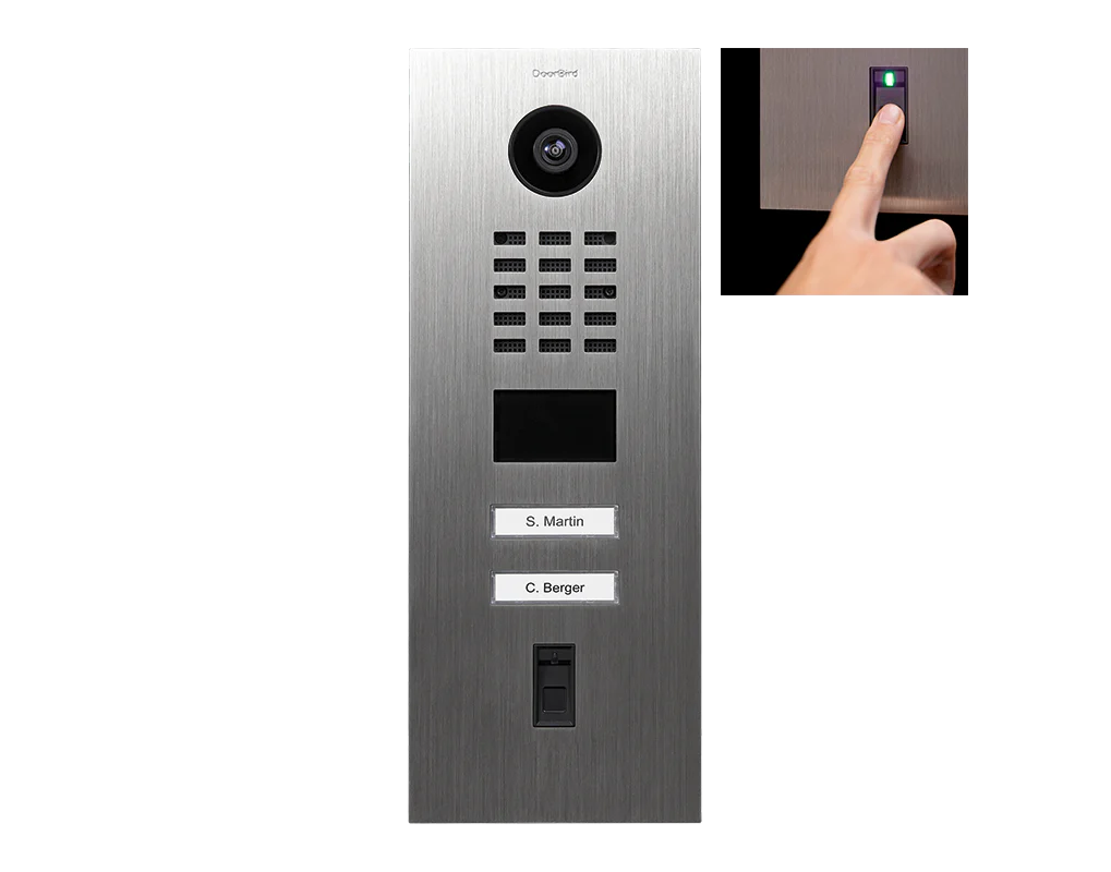 DoorBird D2102FV Fingerprint 50 IP Video Door Station, 2 Call Button in Real Burnished Brass - Image 2