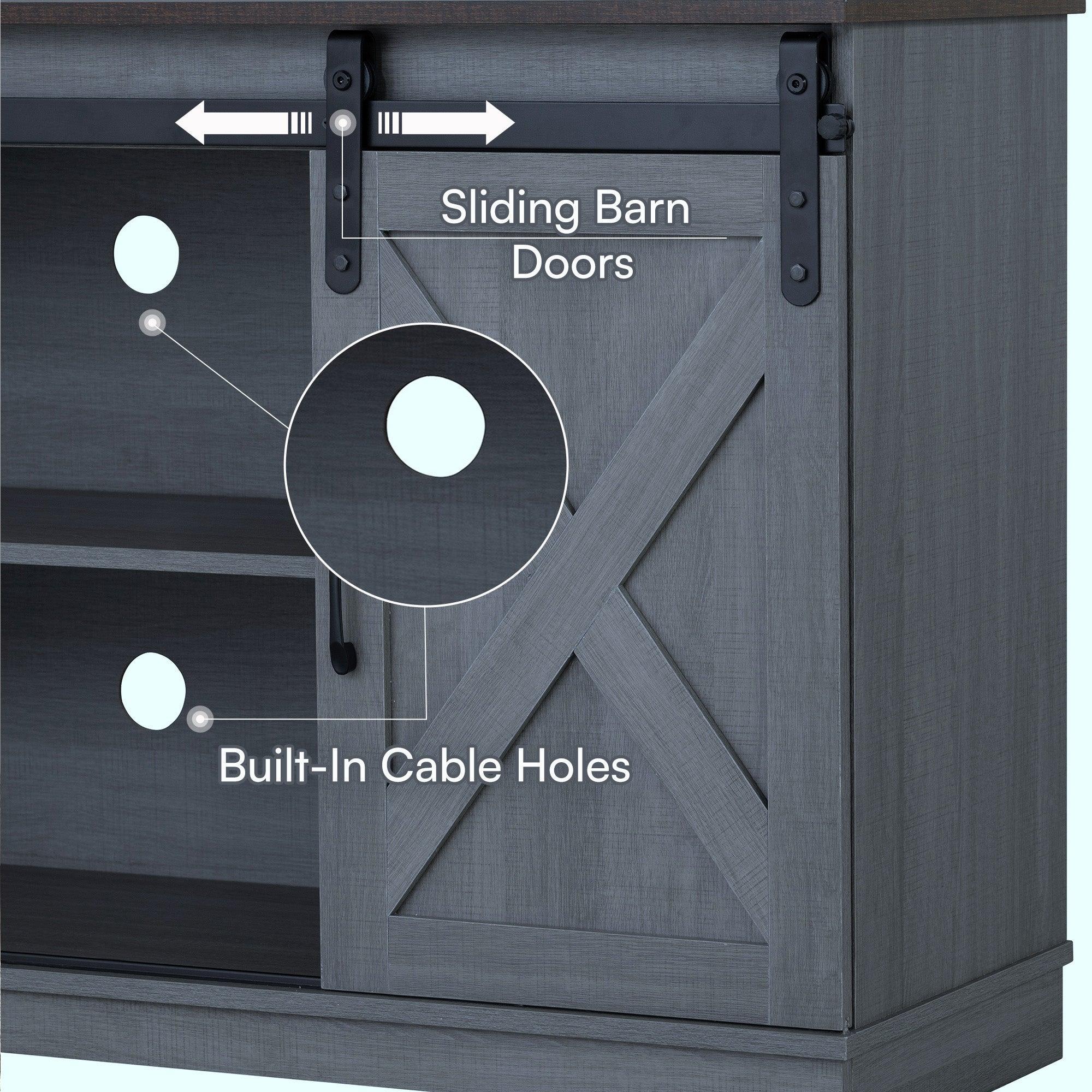 Parrot Uncle Eira Farmhouse 56-inch TV Stand with Storage Cabinet and Cable Holes, Entertainment Center Console for Living Room, Bedroom (SL-AC4000-TV-PU) - Image 3