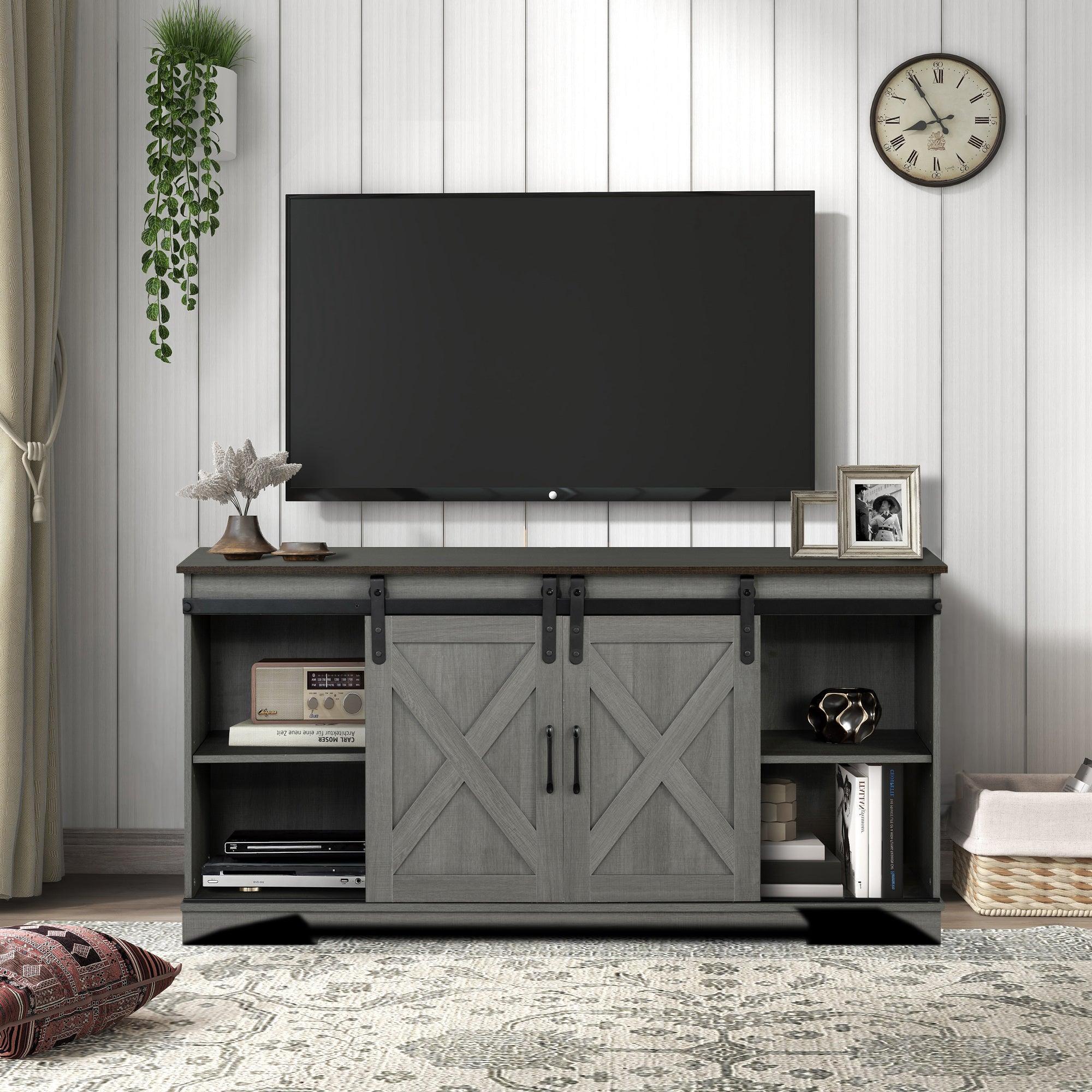 Parrot Uncle Eira Farmhouse 56-inch TV Stand with Storage Cabinet and Cable Holes, Entertainment Center Console for Living Room, Bedroom (SL-AC4000-TV-PU) - Image 7