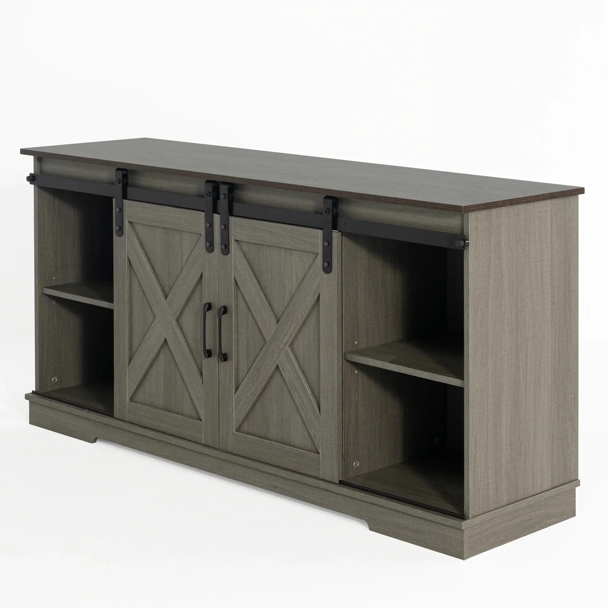 Parrot Uncle Eira Farmhouse 56-inch TV Stand with Storage Cabinet and Cable Holes, Entertainment Center Console for Living Room, Bedroom (SL-AC4000-TV-PU) - Image 9