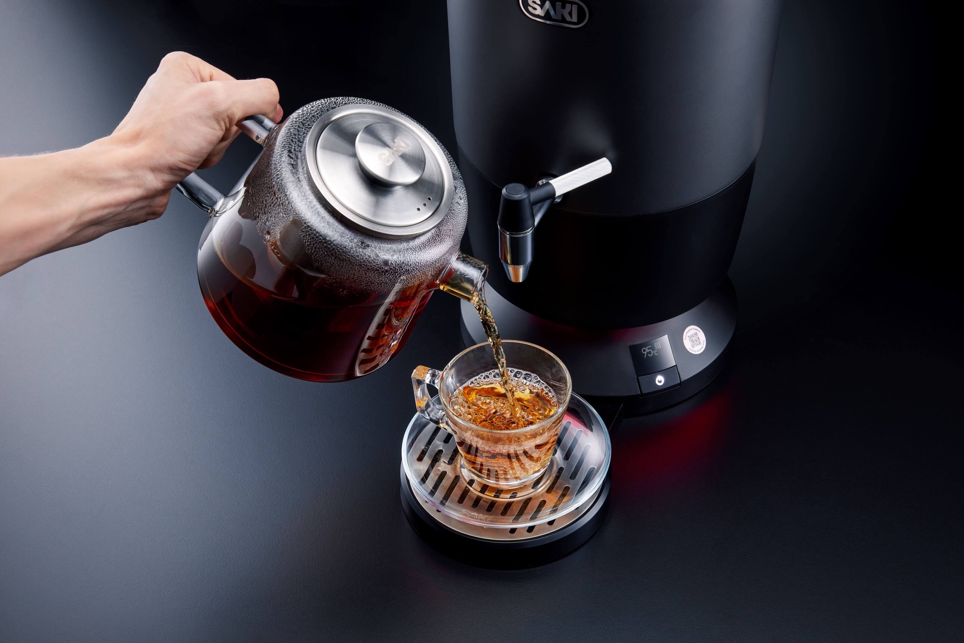 SAKI Chaiovar Electric Samovar - 4L Stainless Steel Electric Tea Maker, Temperature Display, Large Ceramic Teapot, Boil Dry & Auto Shut Off, Best for Persian, Russian, and Turkish Tea - Image 4