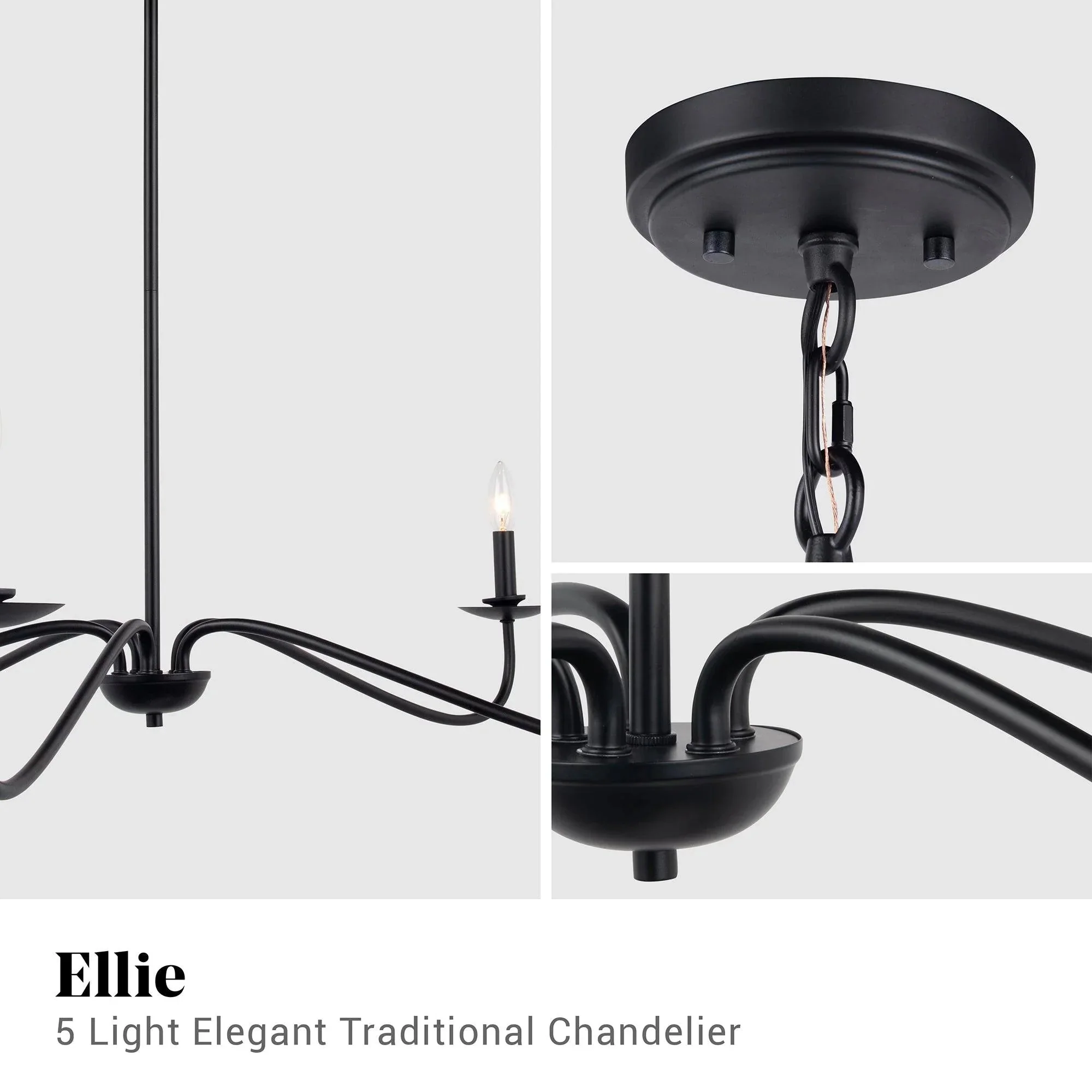 Parrot Uncle Ellie 5-Light Elegant Industrial Dimmable Chandelier - Image 4