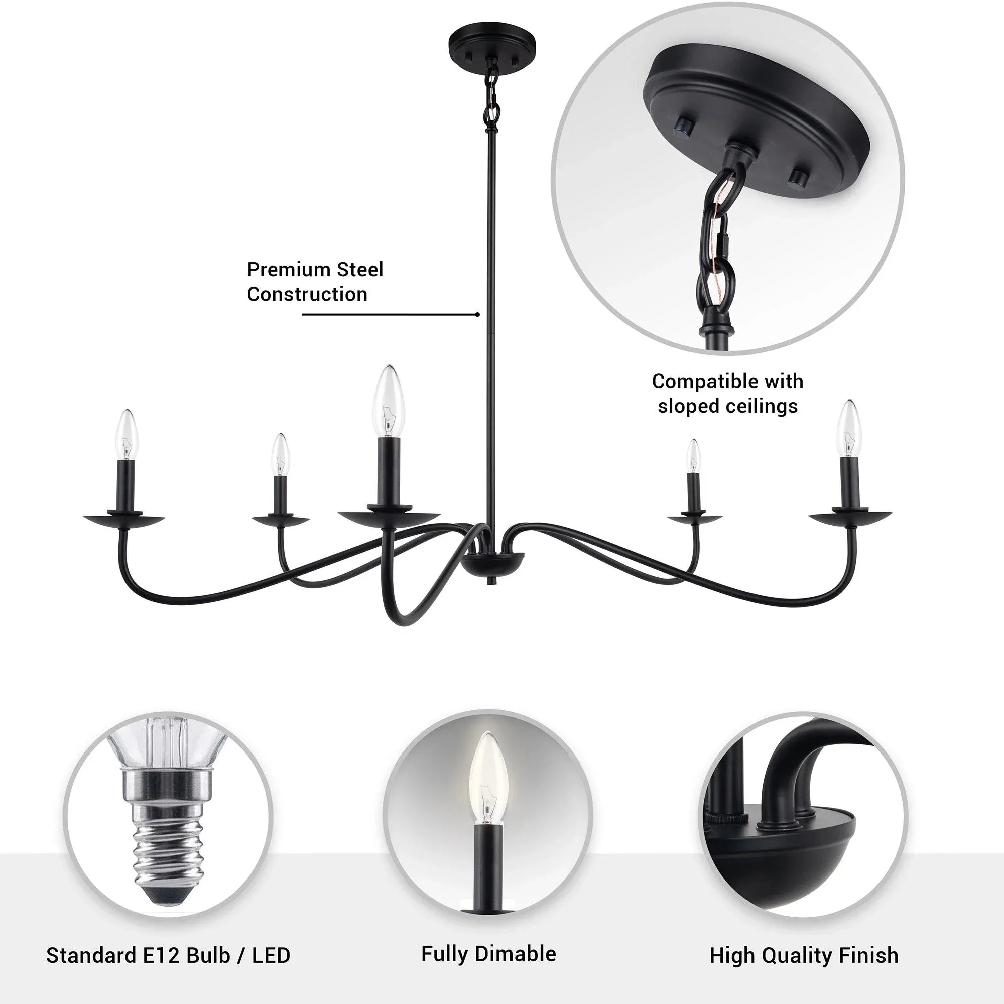 Parrot Uncle Ellie 5-Light Elegant Industrial Dimmable Chandelier - Image 5