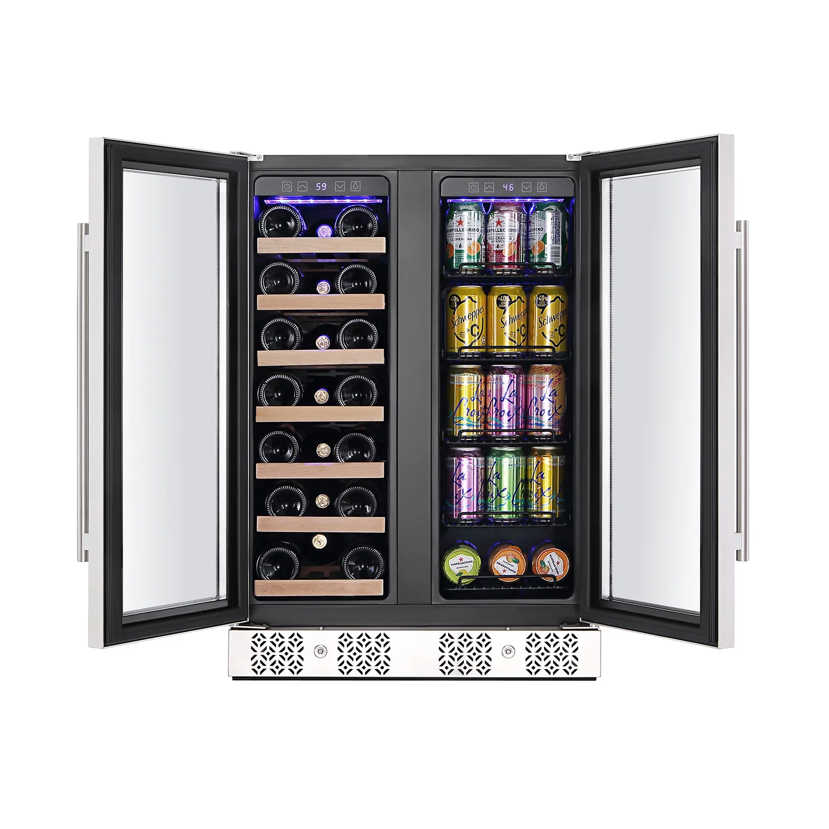 Empava 24-Inch Dual Zone Freestanding Built-In Wine Cooler and Beverage Fridge in Stainless Steel with Glass door (EMPV-BR03D) - Image 3