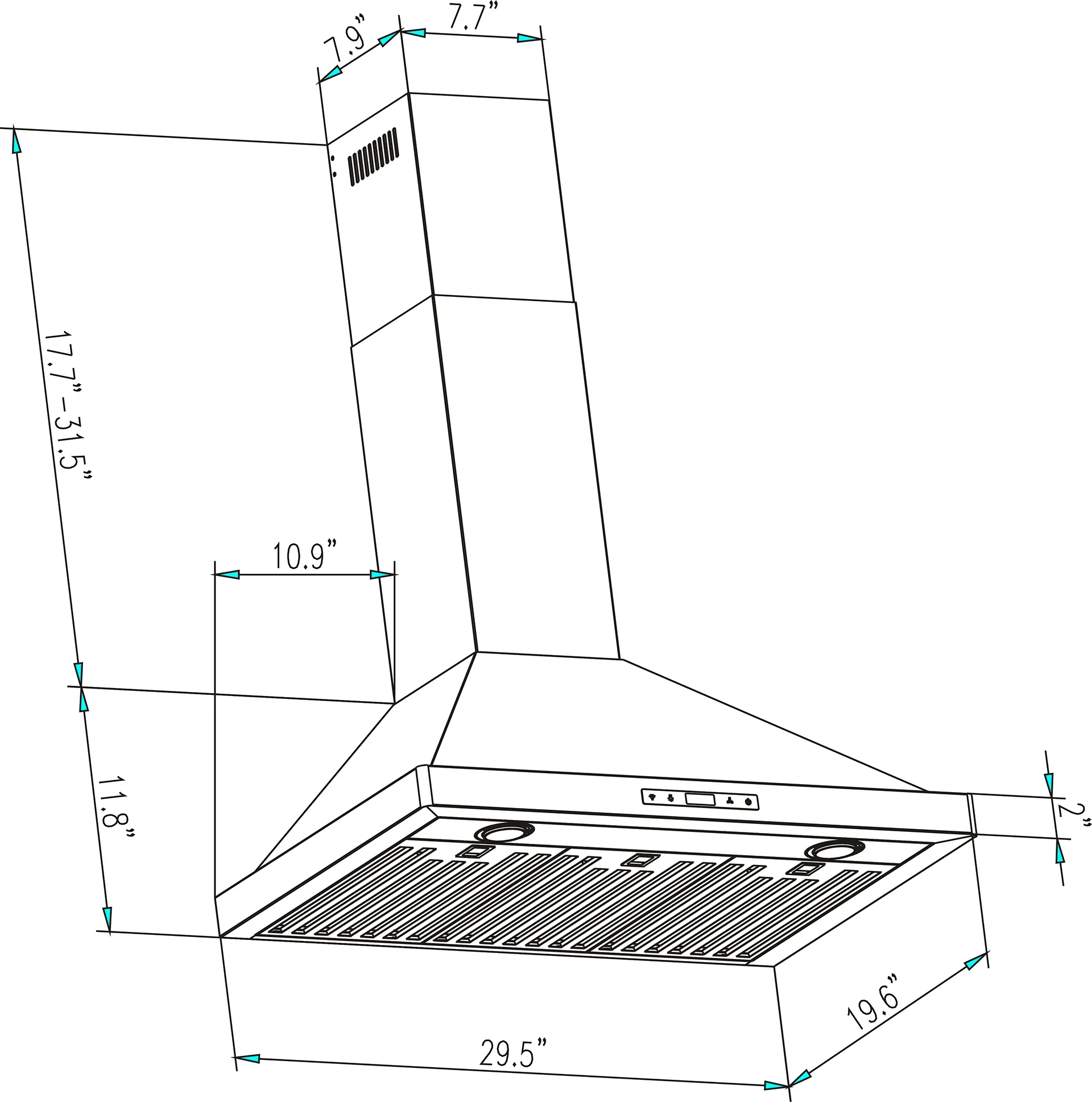Empava 30-Inch 380 CFM Wall Mount Range Hood in Stainless Steel (EMPV-30RH03) - Image 10