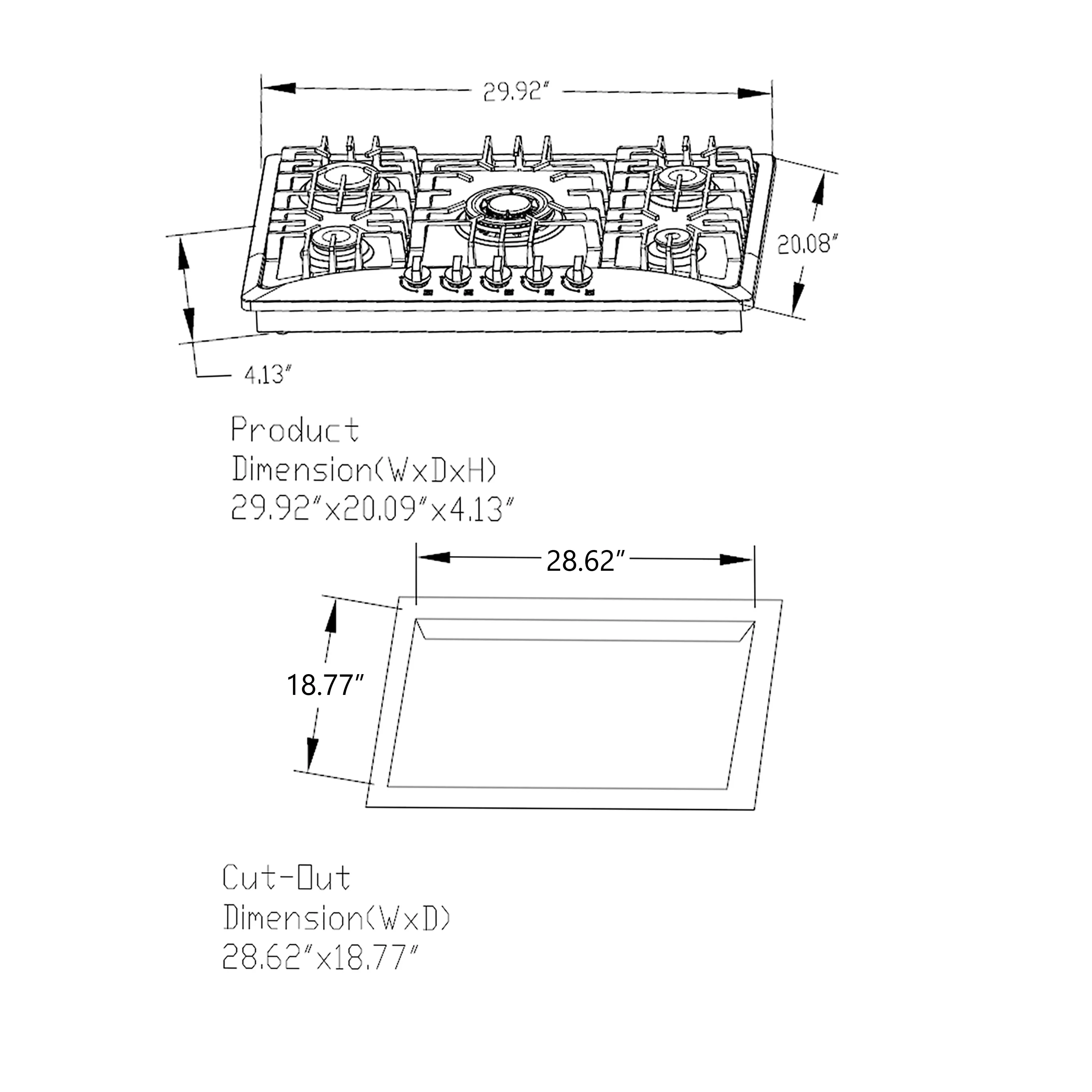 Empava 30-Inch Built-In Natural Gas Cooktops (EMPV-30GC5B70C) - Image 8