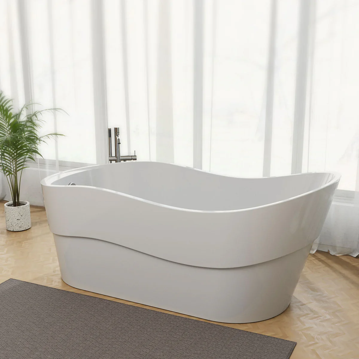 Empava 67-Inch Freestanding Soaking Tub with Left Drain (EMPV-67FT1527) - Image 3