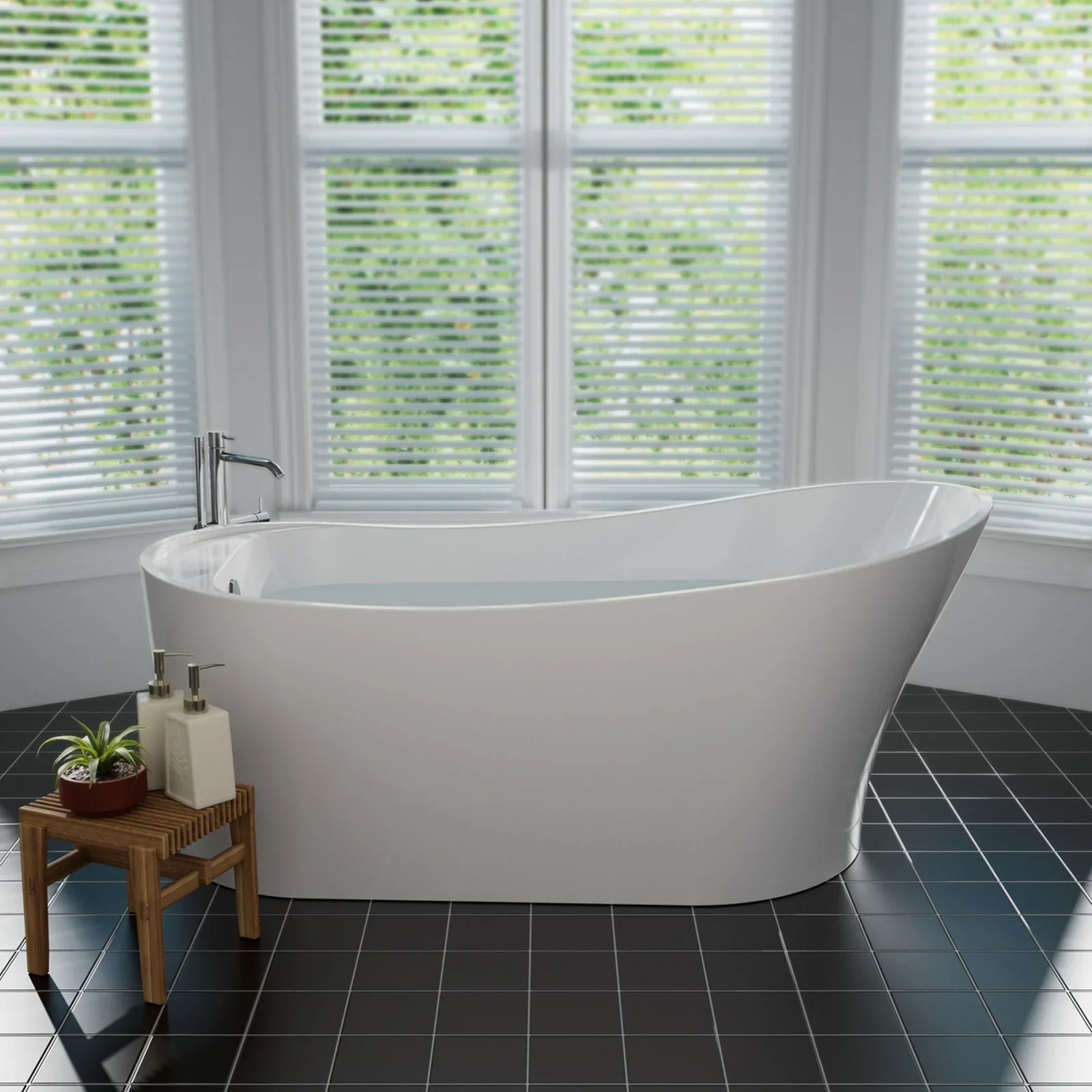 Empava 67-Inch Freestanding Soaking Tub with Left Drain (EMPV-67FT1528) - Image 2