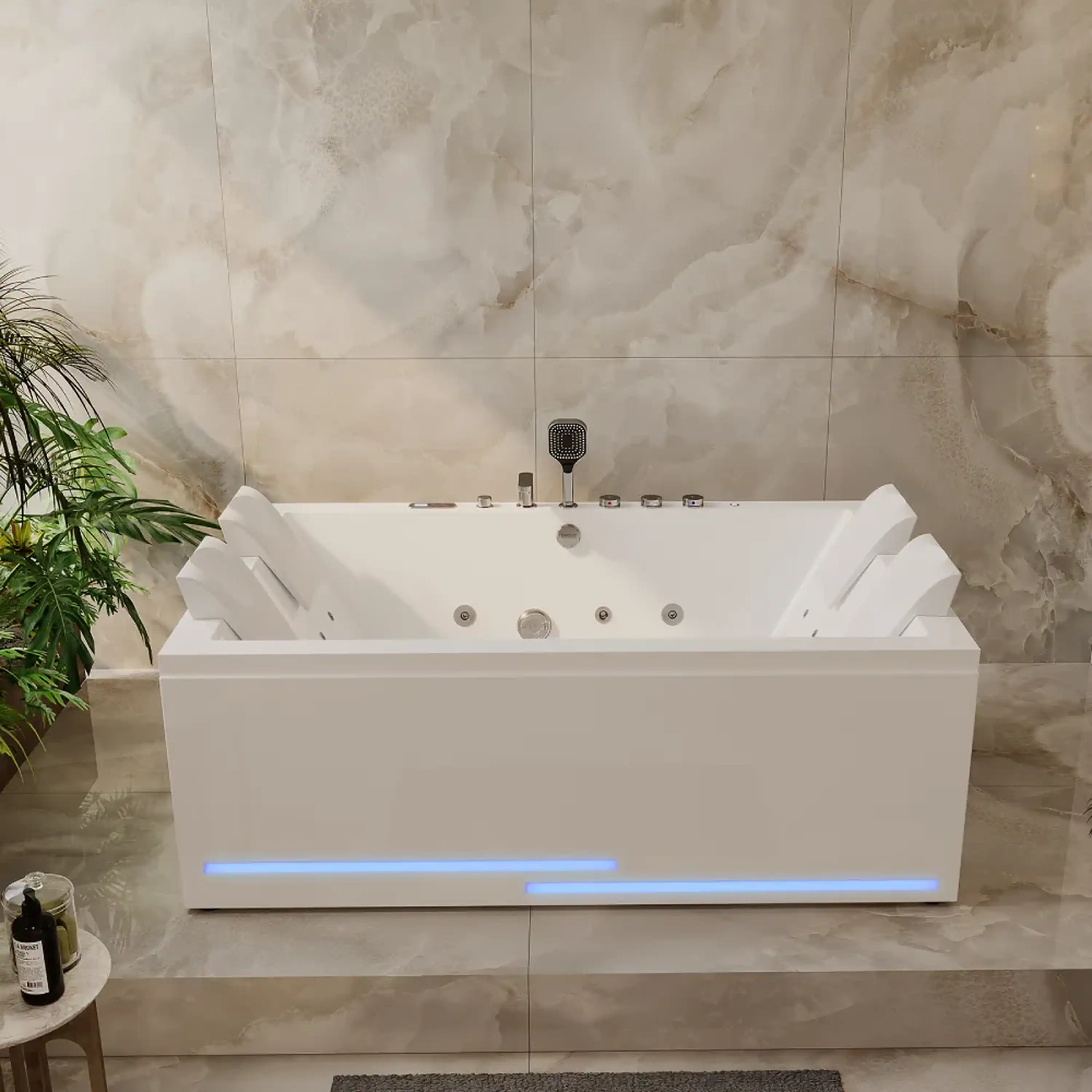 Empava 71-Inch Alcove Dual Massage Whirlpool Inline Heater 2-Person Bathtub with Revi-skin Therapy (EMPV-71PRO05) - Image 3