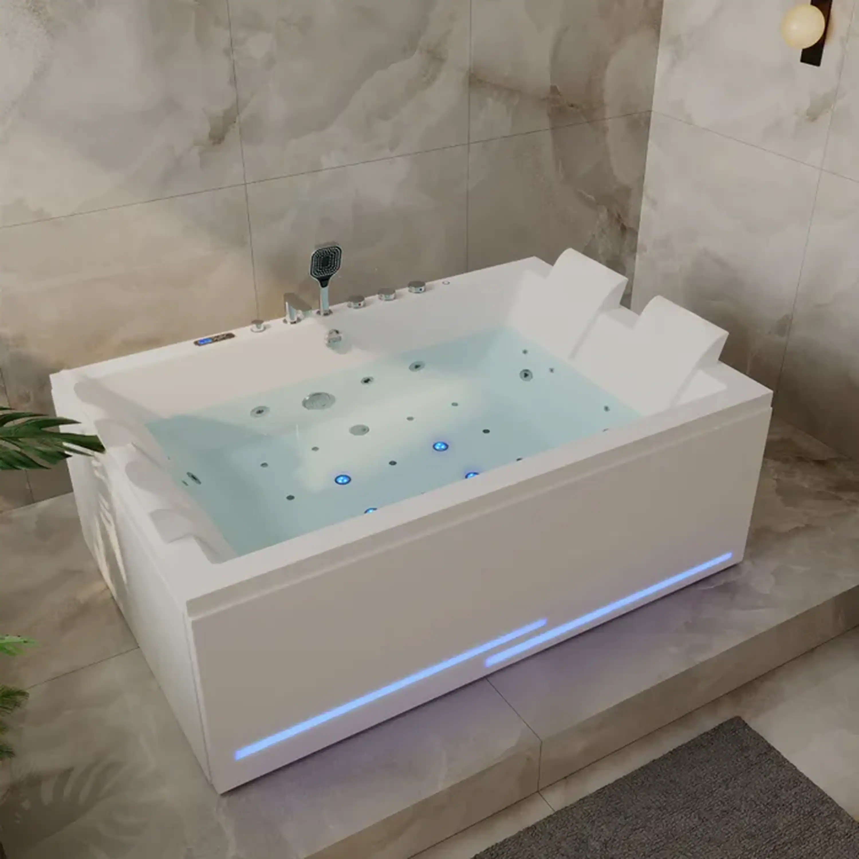 Empava 71-Inch Alcove Dual Massage Whirlpool Inline Heater 2-Person Bathtub with Revi-skin Therapy (EMPV-71PRO05) - Image 4