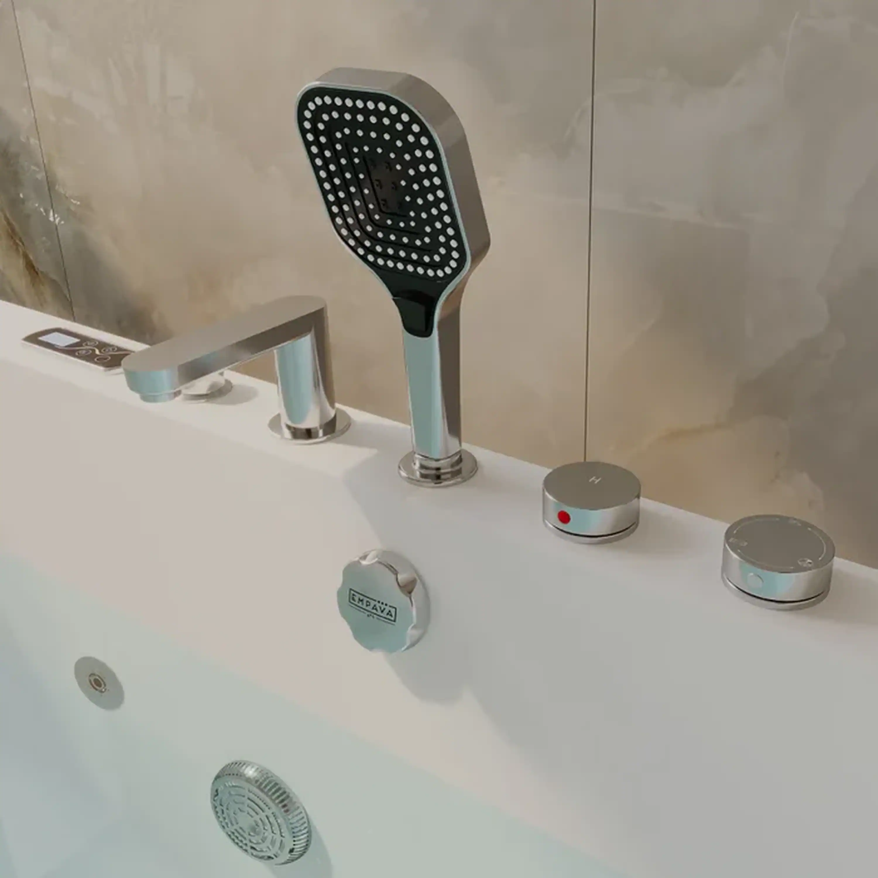 Empava 71-Inch Alcove Dual Massage Whirlpool Inline Heater 2-Person Bathtub with Revi-skin Therapy (EMPV-71PRO05) - Image 6