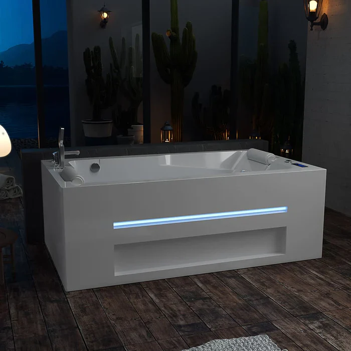 Empava 71-Inch Alcove Massage Inline Heater 2-Person LED Tub With Left Drain (EMPV-71JT802) - Image 3