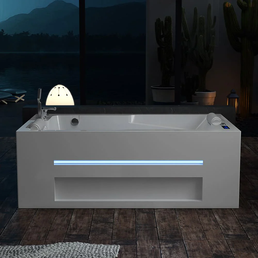Empava 71-Inch Alcove Massage Inline Heater 2-Person LED Tub With Left Drain (EMPV-71JT802) - Image 4