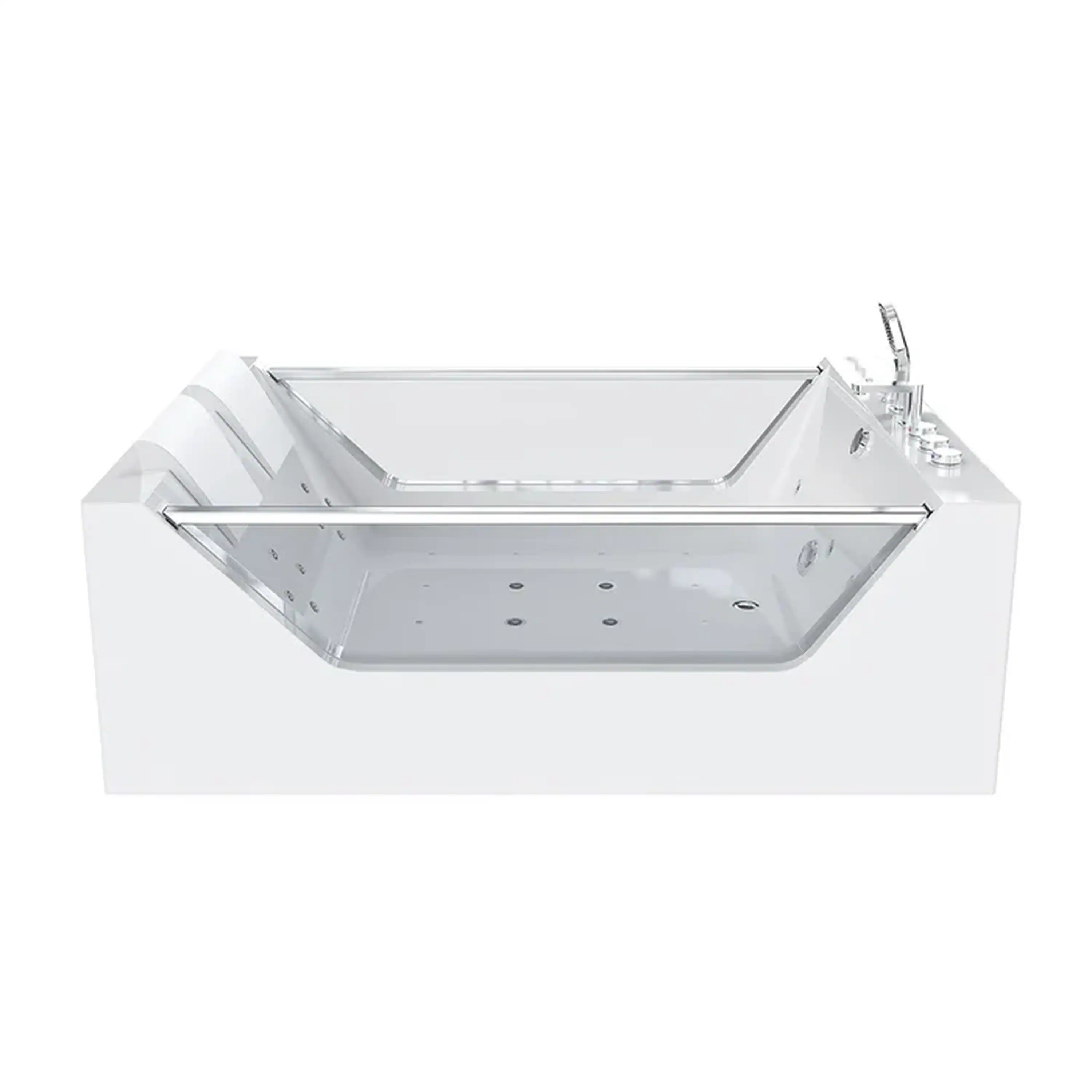 Empava 71-Inch Freestanding Combo Massage Whirlpool Inline Heater 2-Person Bathtub with Dual Glass Design (EMPV-71PRO01) - Image 7