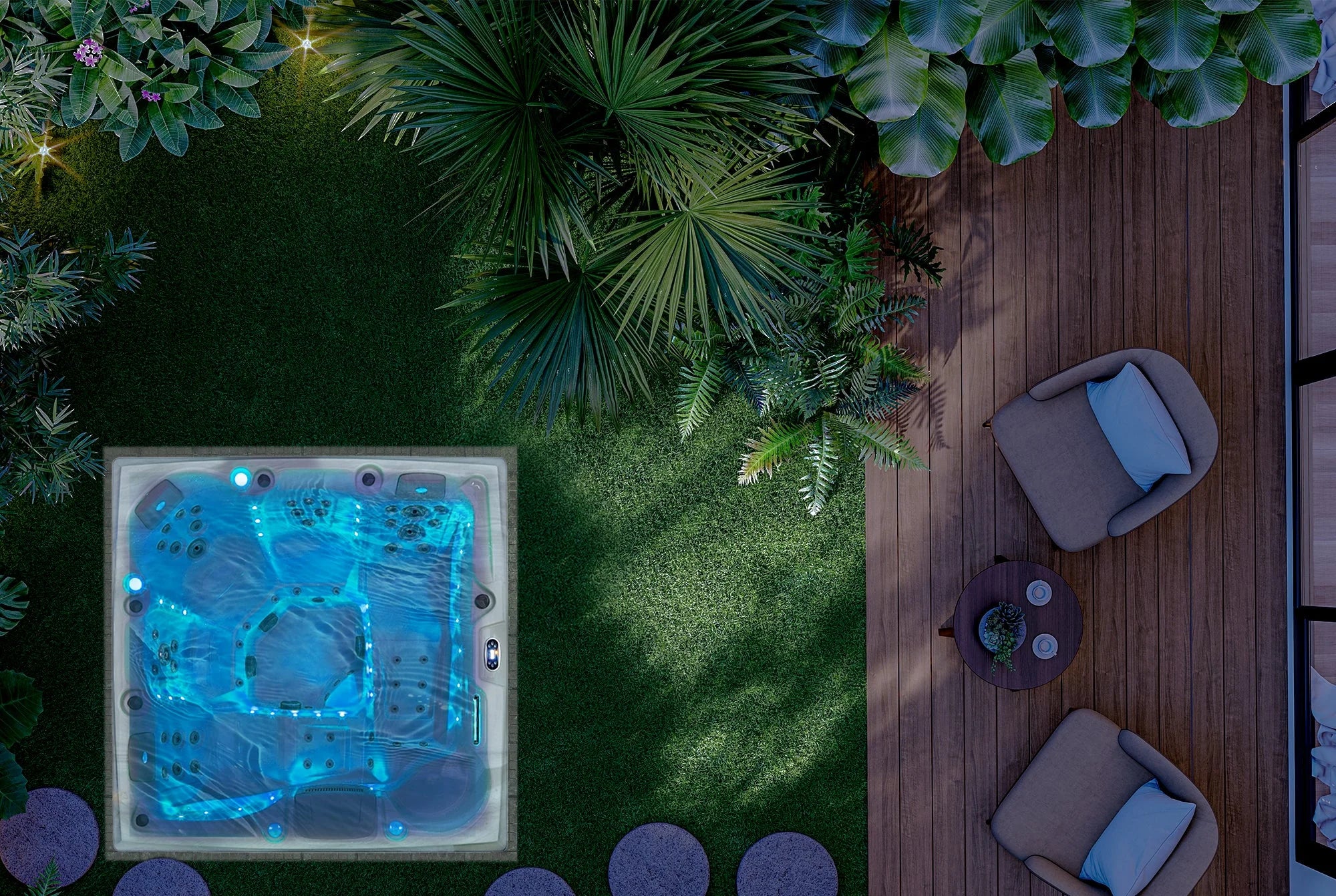 Empava Luxury Freestanding 6-Person Square Outdoor Hot Tub (EMPV-SPA3550) - Image 4