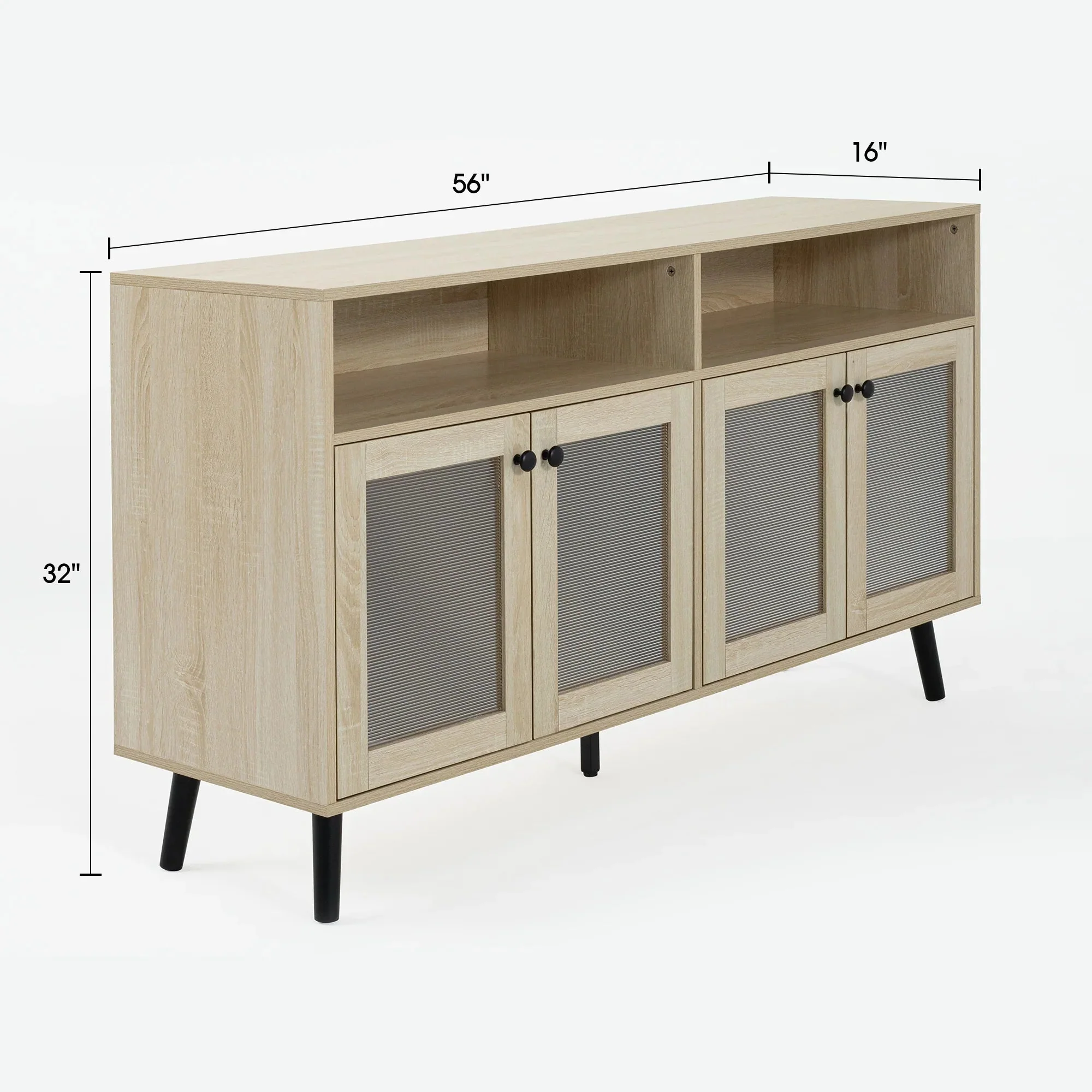 Parrot Uncle Evans 56-Inch Mid-Century Modern TV Stand with Open Shelves and Cabinets for Living Room, Bedroom (SL-AC4001-TV-PU) - Image 13