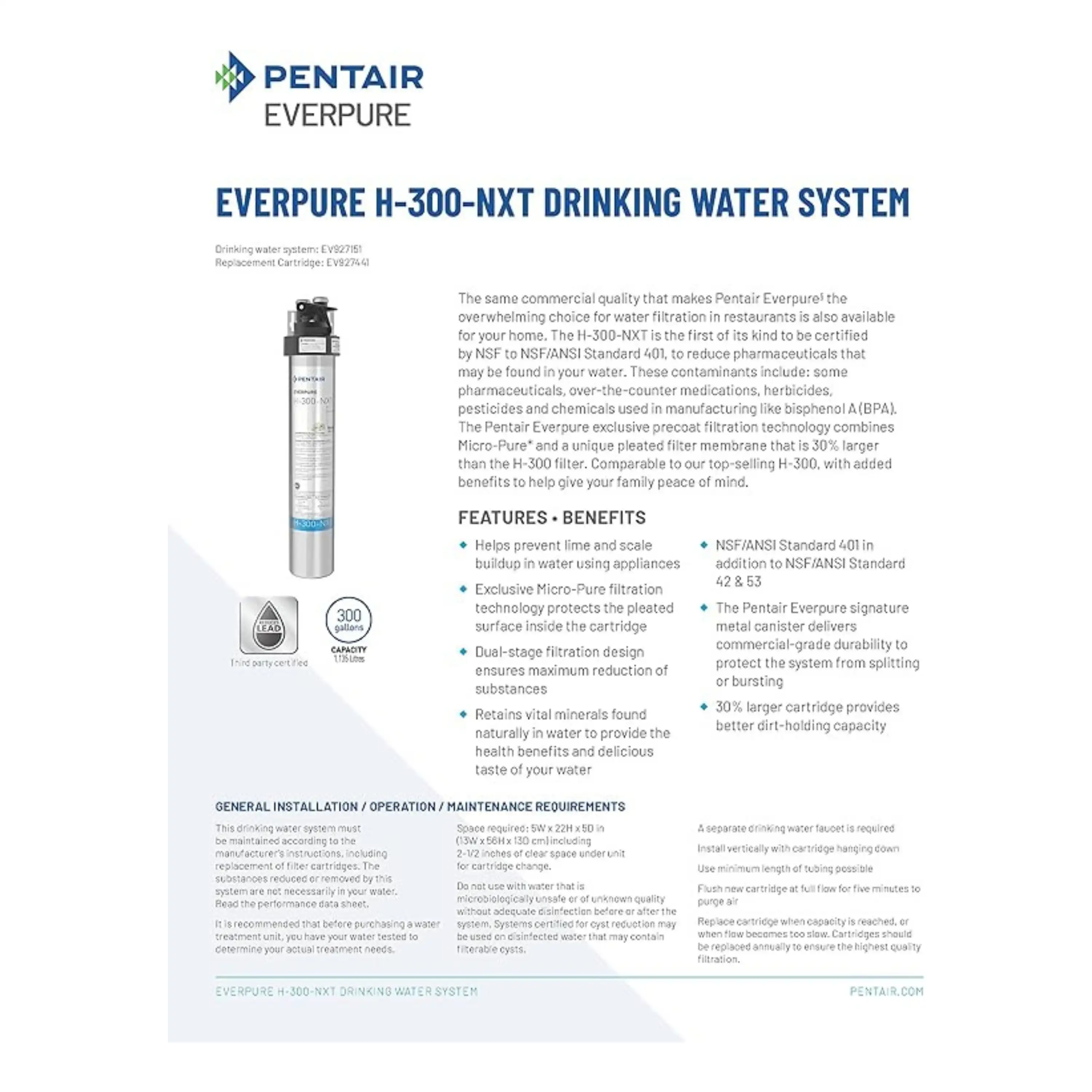 Everpure Pentair H-300-NXT Drinking Water System, 6 Pk(EV927156) - Image 4