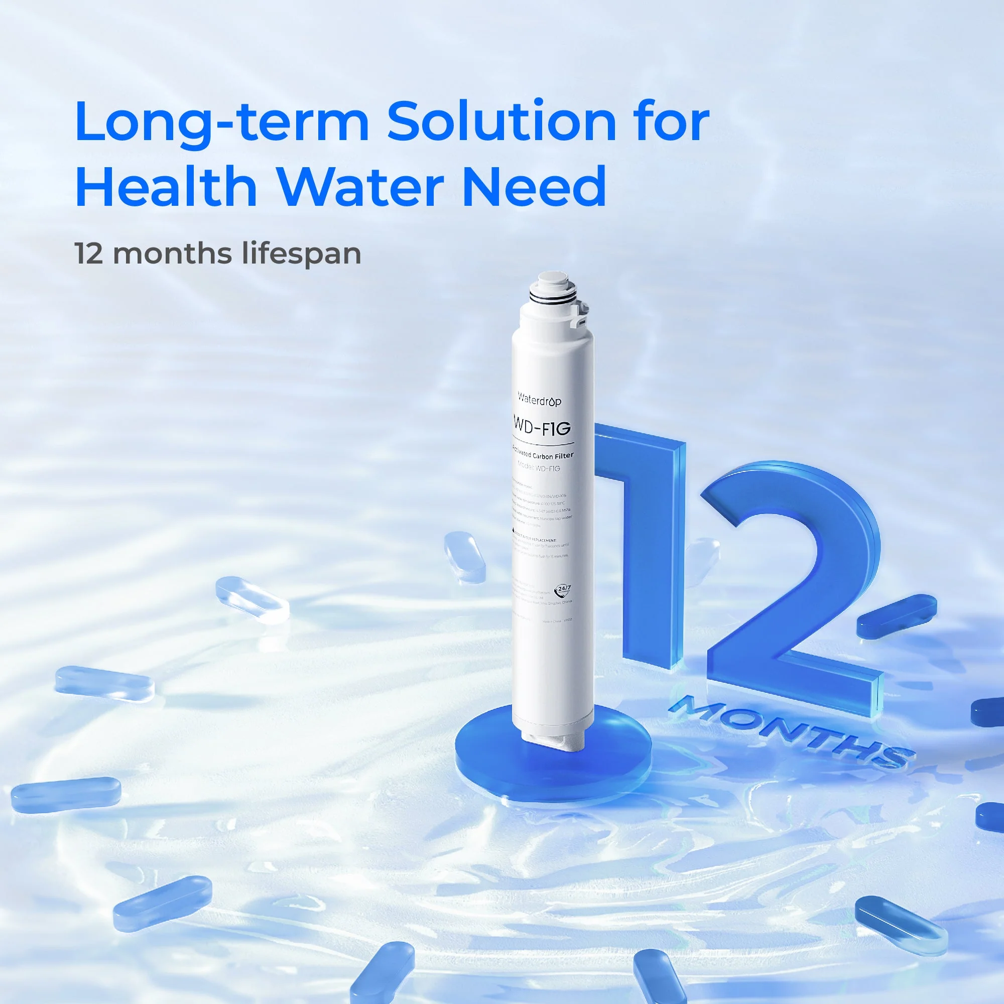Waterdrop Filter, Replacement for WD-X12-Basic & WD-X8-Basic & WD-X8-PRO Reverse Osmosis System, 12-month Lifetime (WD-F1G) - Image 5