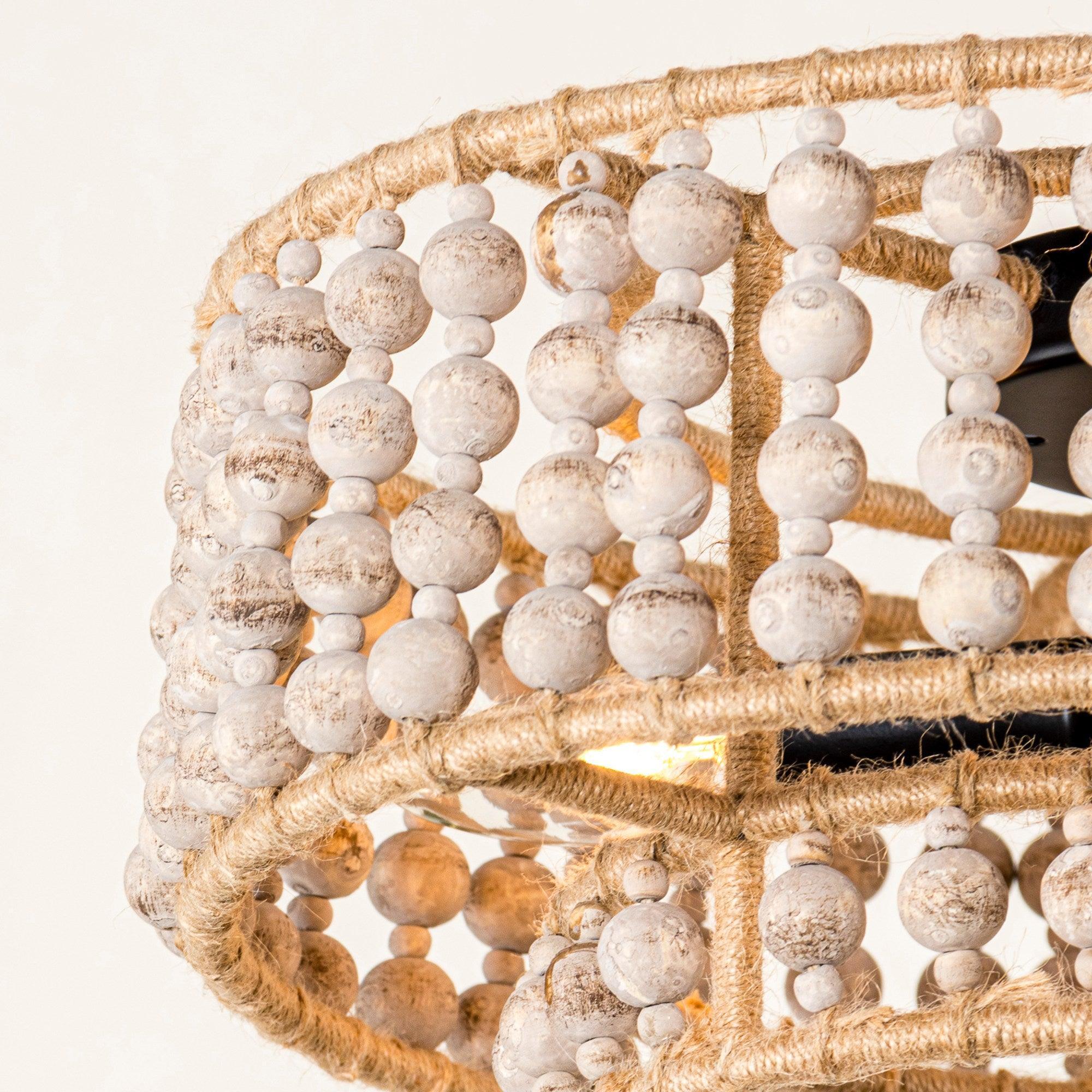Parrot Uncle Farmhouse 3-Light Wood Beaded Flush Mount Ceiling Lights (W9127-3110V) - Image 6
