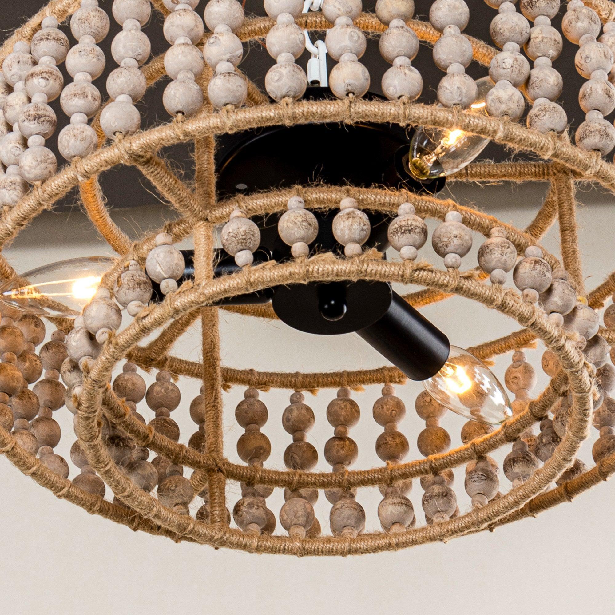 Parrot Uncle Farmhouse 3-Light Wood Beaded Flush Mount Ceiling Lights (W9127-3110V) - Image 7