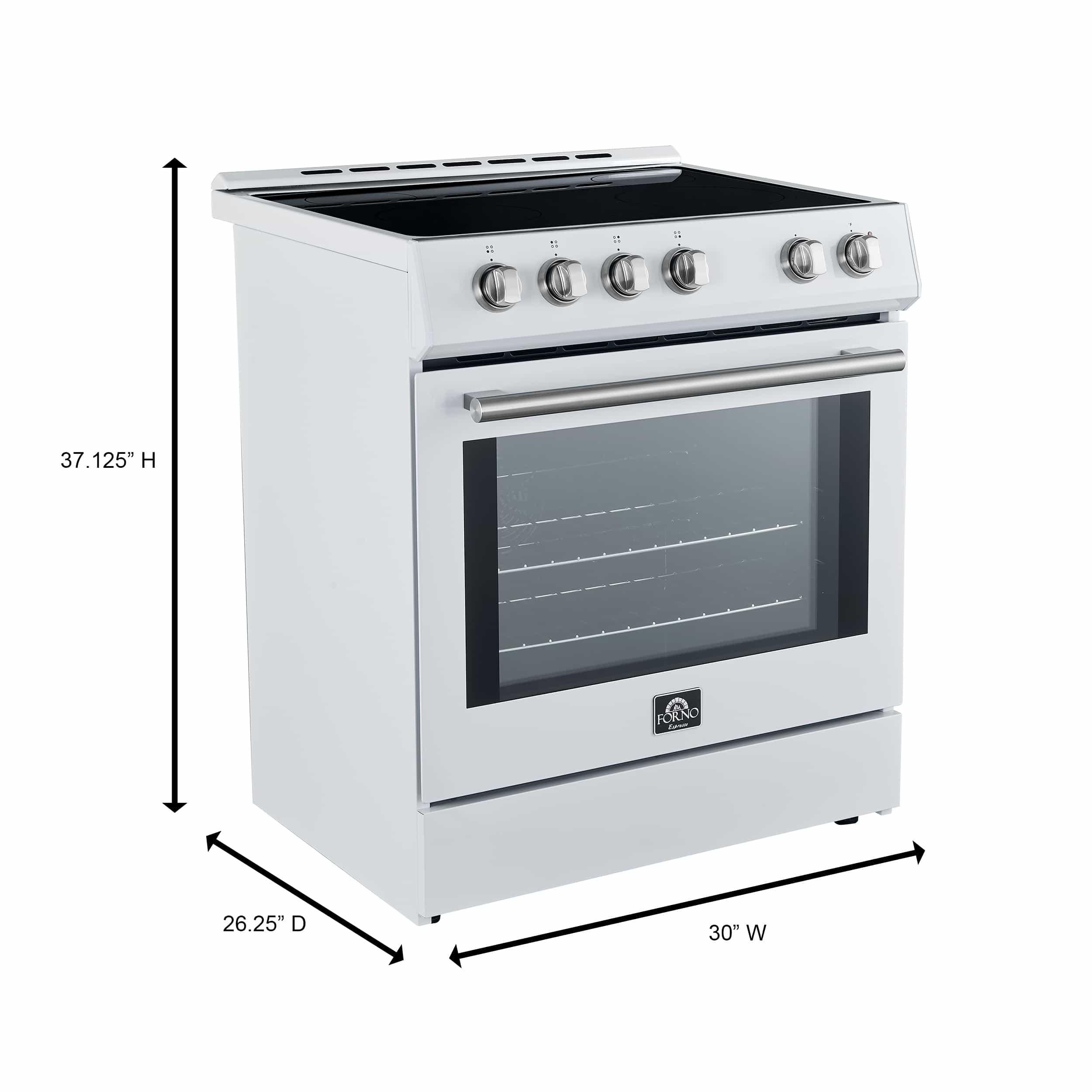 Forno 2-Piece Appliance Package - 30-Inch Electric Range and 36-Inch French Door Refrigerator in White with Stainless Steel Handle (FBDL-003-09US) - Image 12