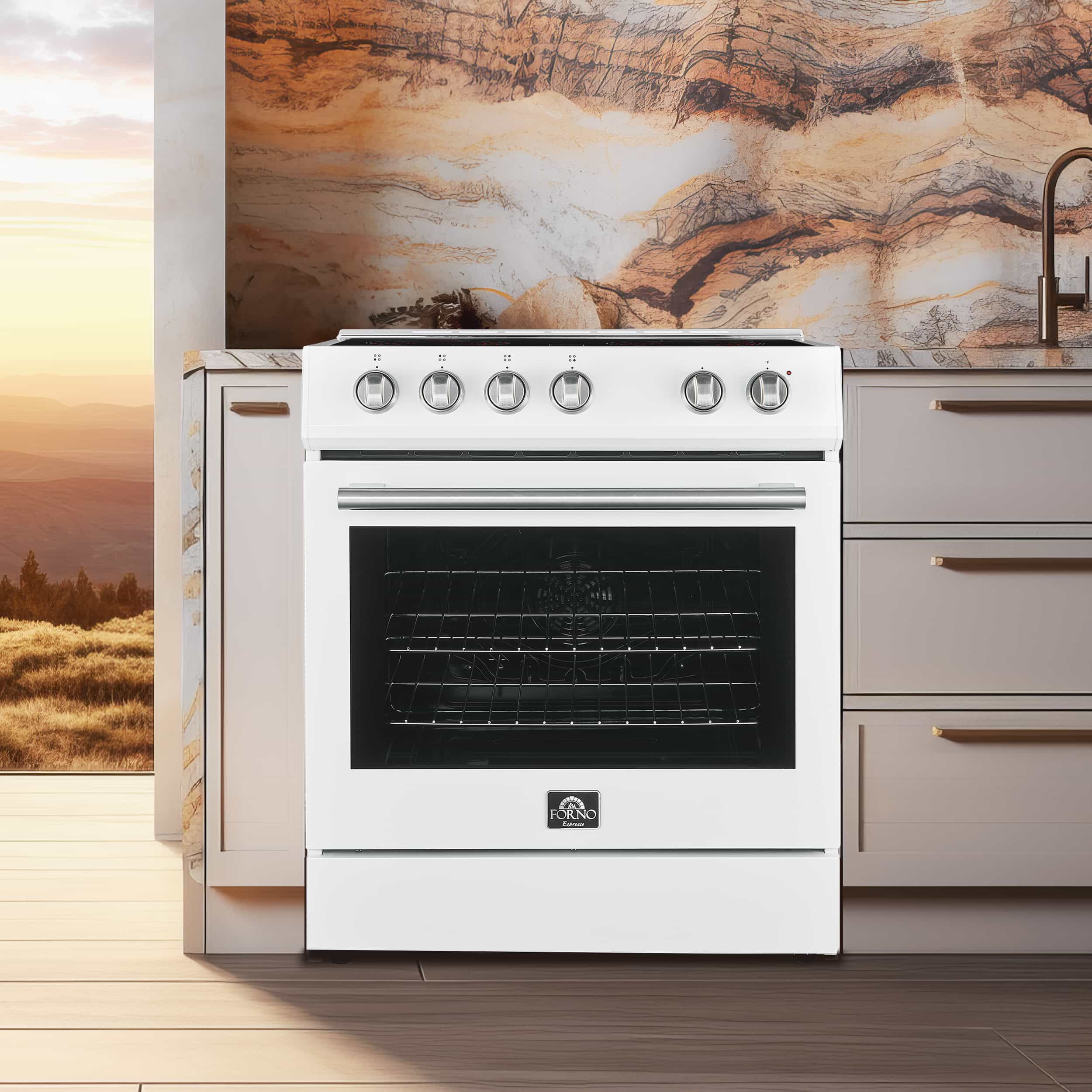 Forno 2-Piece Appliance Package - 30-Inch Electric Range and 36-Inch Side by Side Refrigerator in White with Stainless Steel Handle (FBDL-003-10US) - Image 3