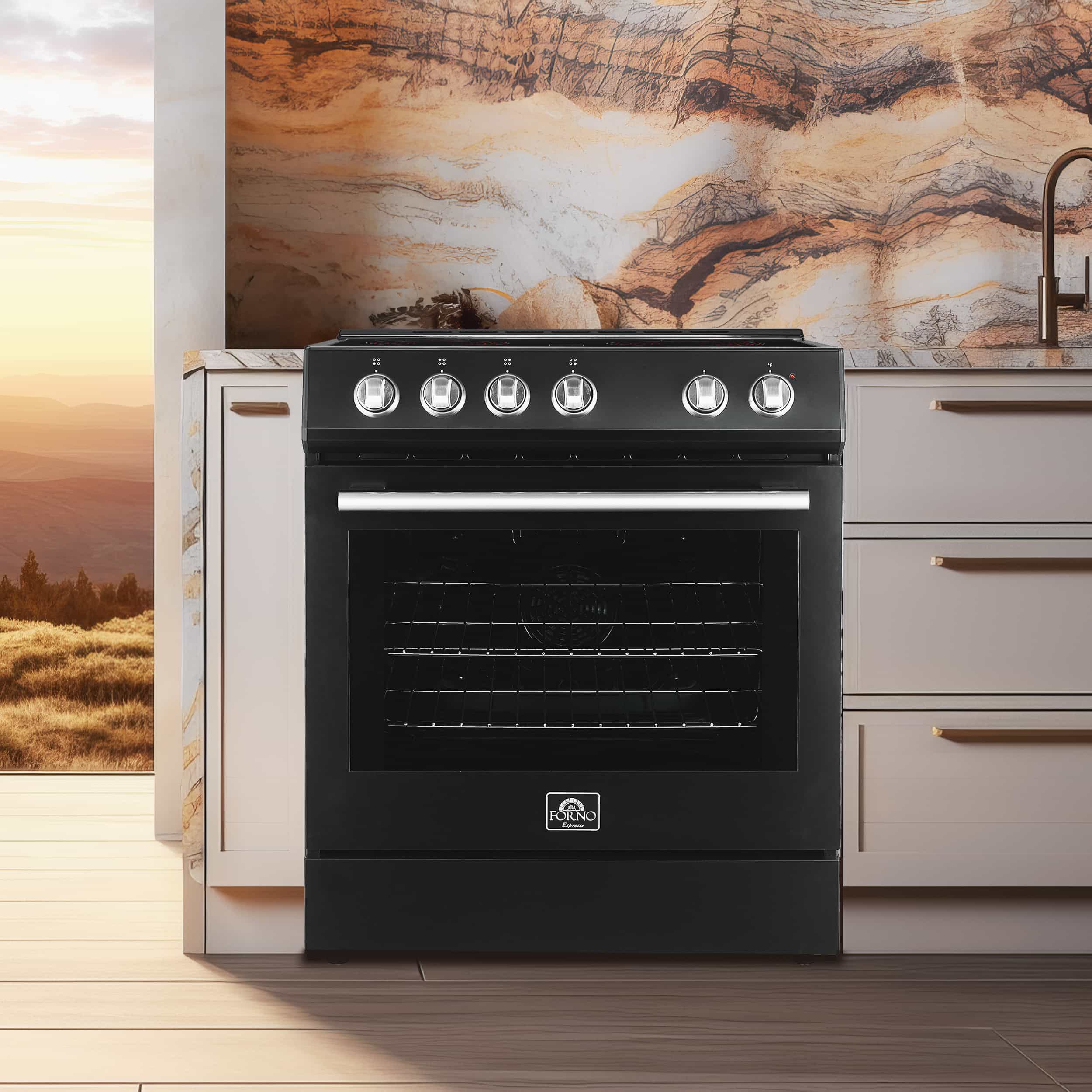 Forno 2-Piece Appliance Package - 30-Inch Electric Range and 31-Inch Refrigerator in Black with Stainless Steel Handle (FBDL-003-12US) - Image 3