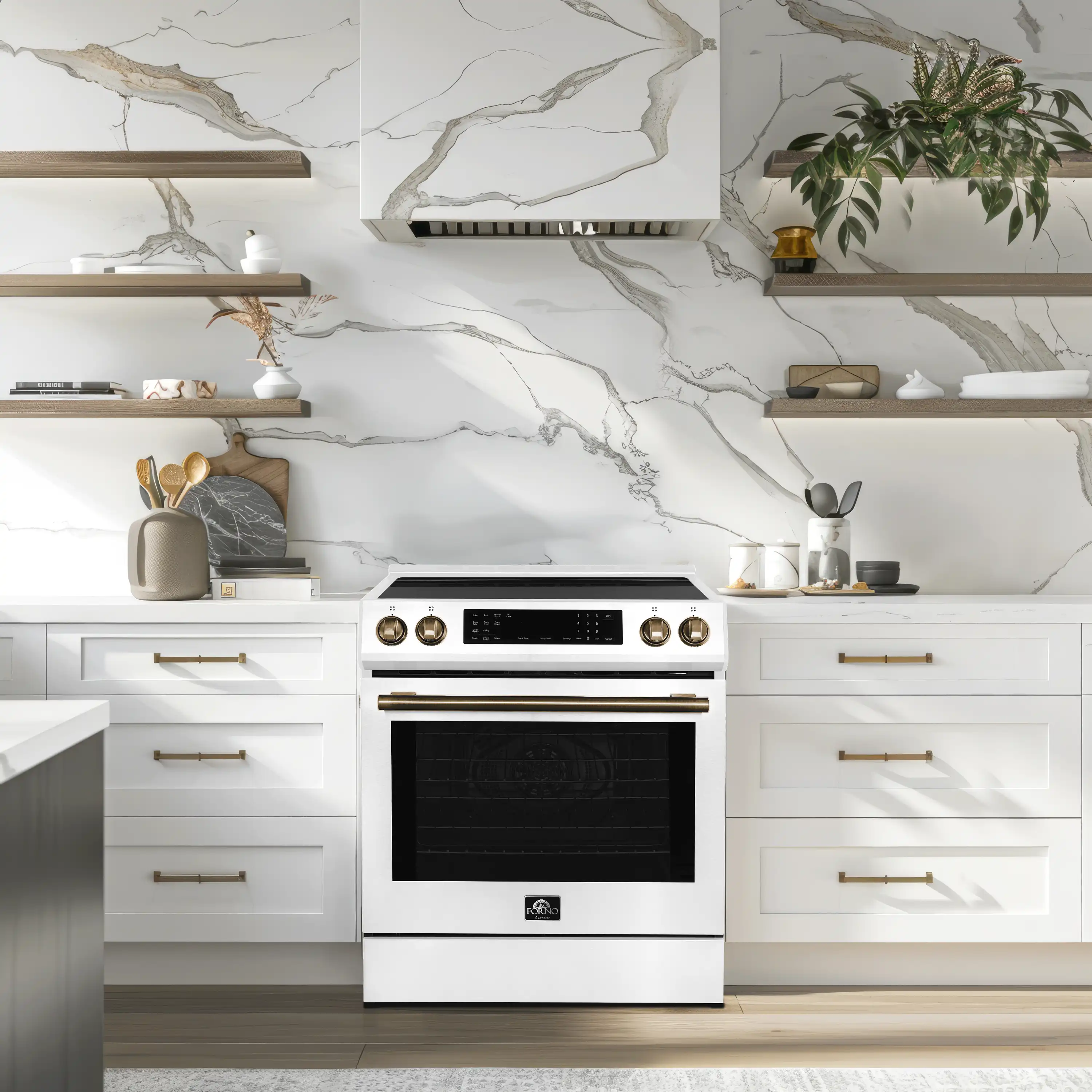 Forno 2-Piece Appliance Package - 30-Inch Induction Range and 36-Inch Side by Side Refrigerator with Water Dispenser in White with Stainless Steel Handle (FBDL-015-09CAUS) - Image 3