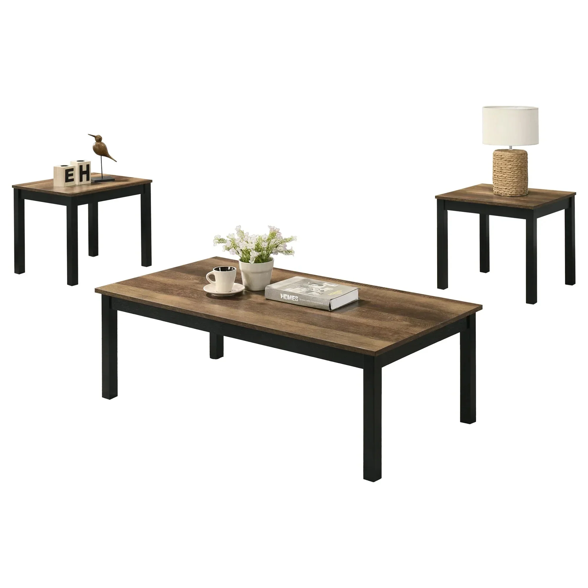 Parrot Uncle Findlay 3-Piece 47.5-Inch Rectangle Faux Marble Top Coffee Table Set with Solid Wood Legs - Image 14