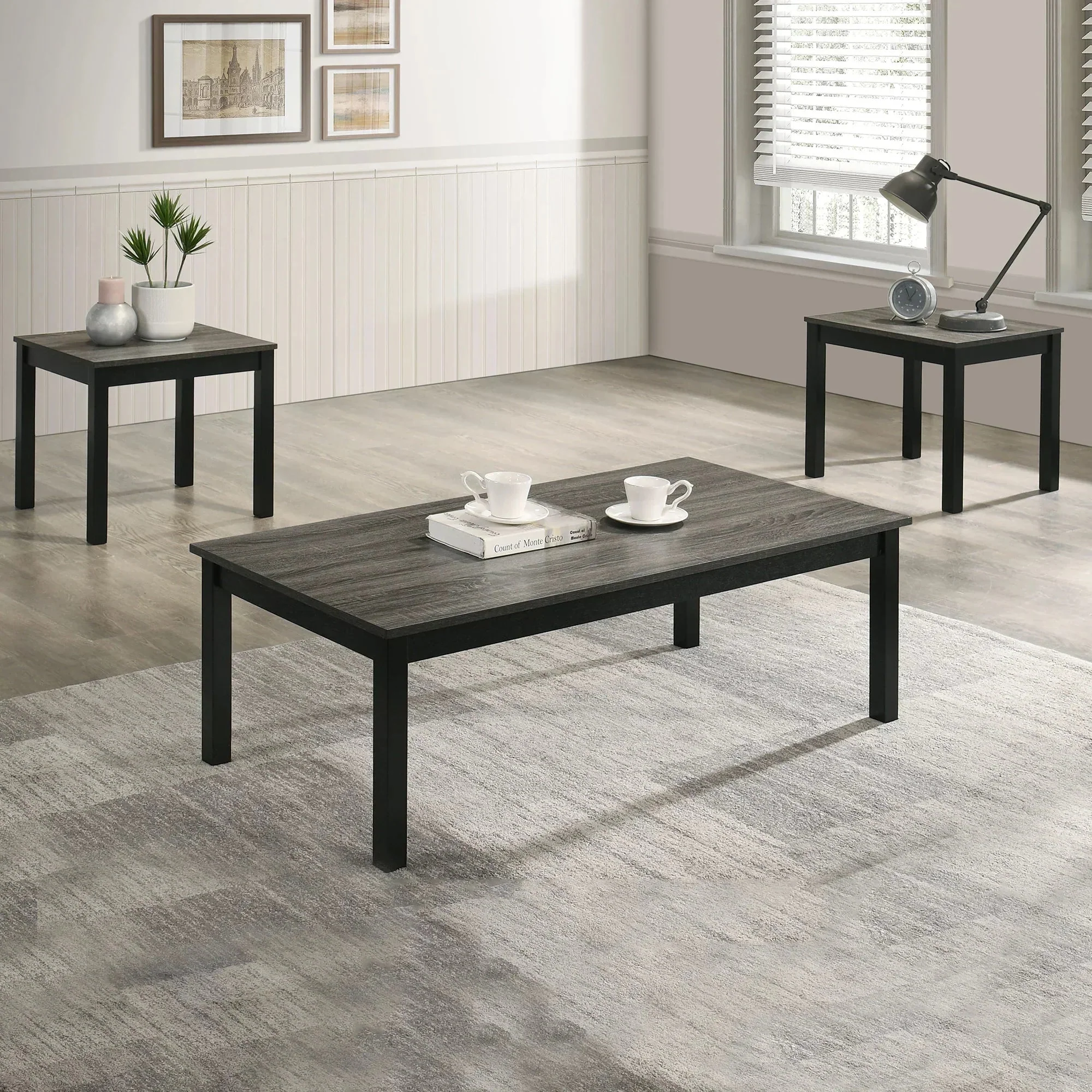 Parrot Uncle Findlay 3-Piece 47.5-Inch Rectangle Faux Marble Top Coffee Table Set with Solid Wood Legs - Image 17