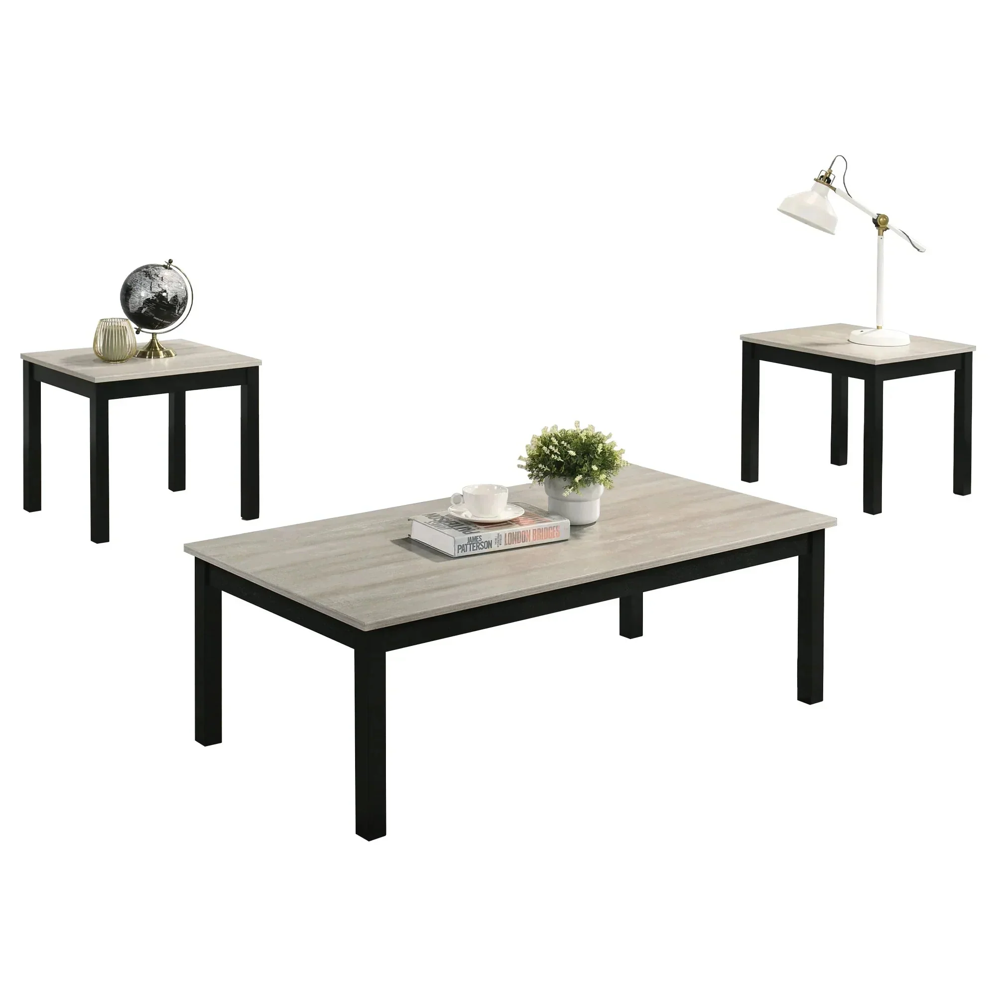 Parrot Uncle Findlay 3-Piece 47.5-Inch Rectangle Faux Marble Top Coffee Table Set with Solid Wood Legs - Image 22