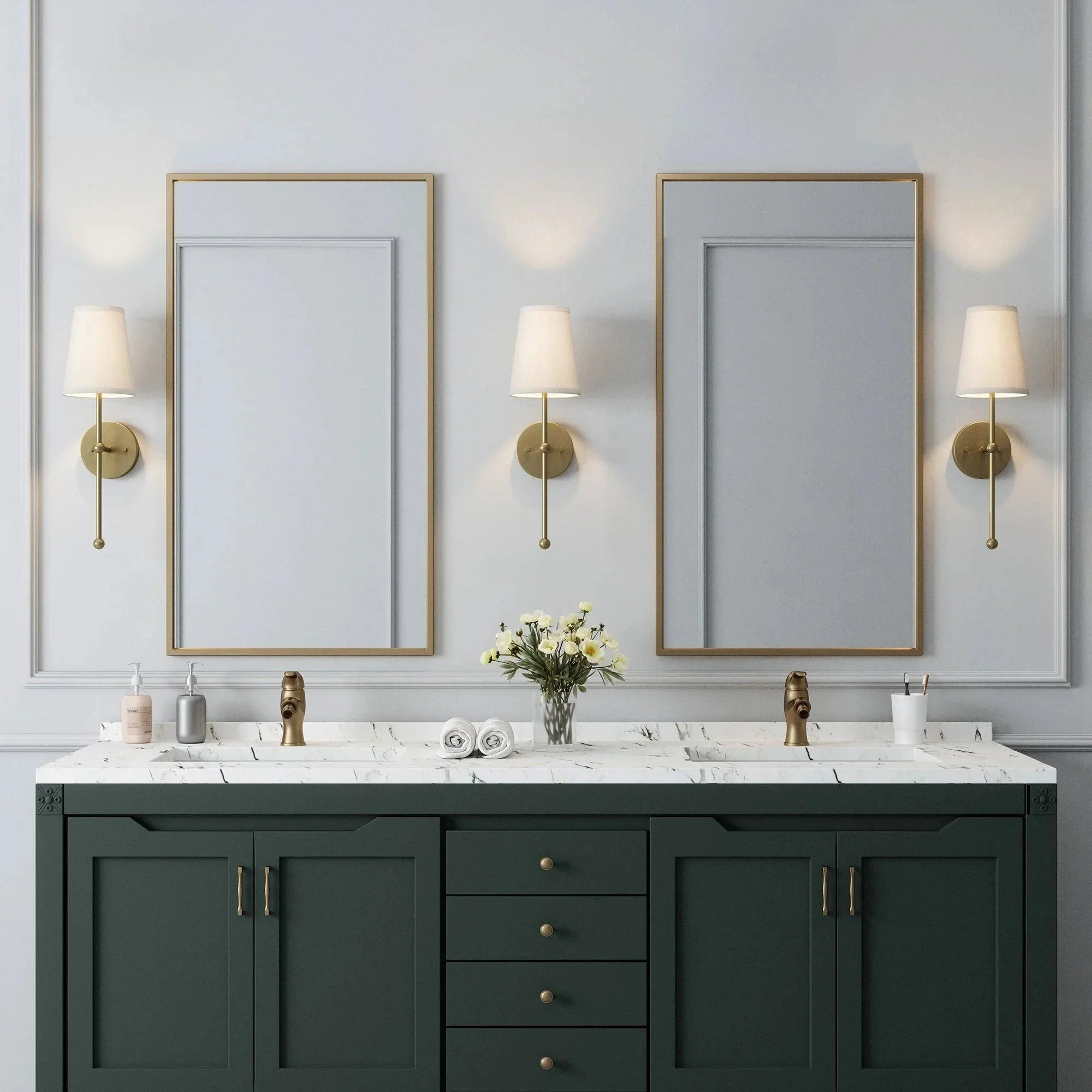 Parrot Uncle Finley 1-Light Satin Gold Dimmable Bathroom Wall Sconce (FI901G) - Image 2