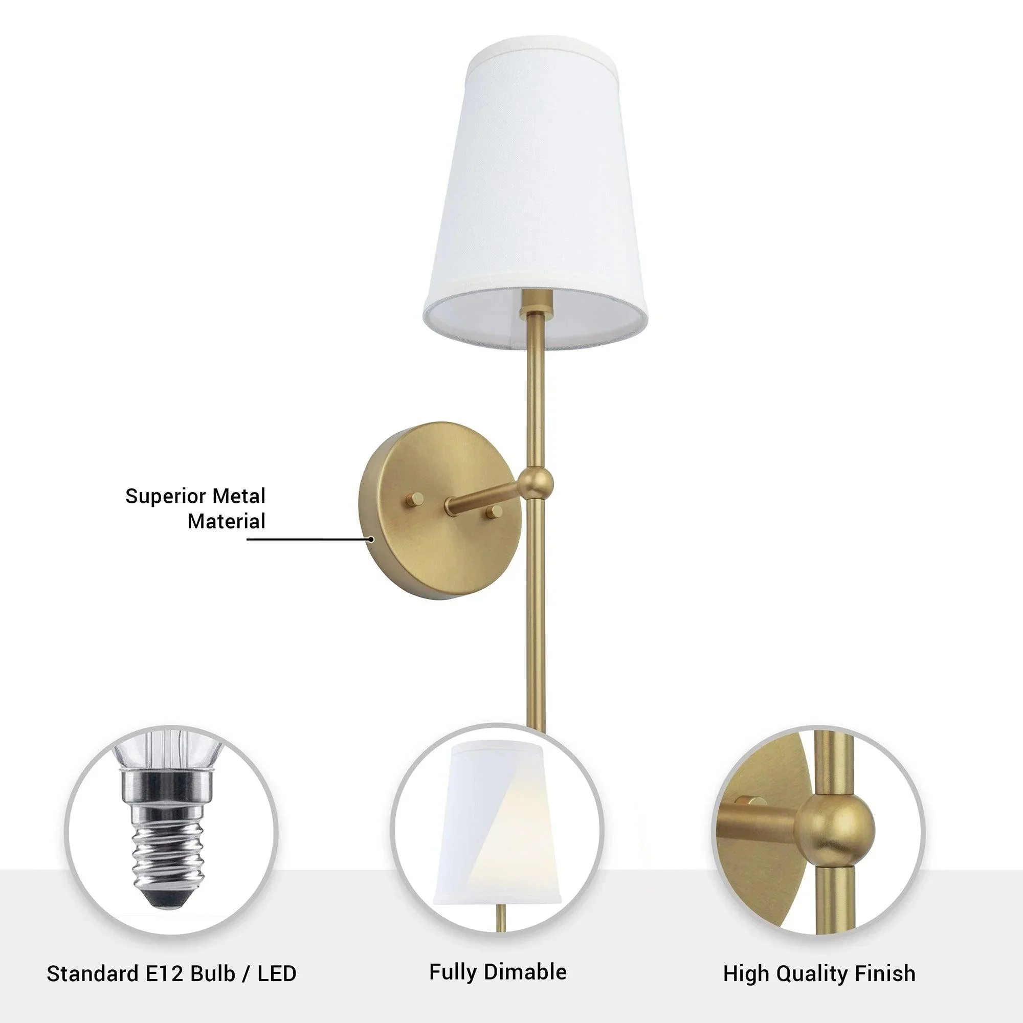 Parrot Uncle Finley 1-Light Satin Gold Dimmable Bathroom Wall Sconce (FI901G) - Image 7