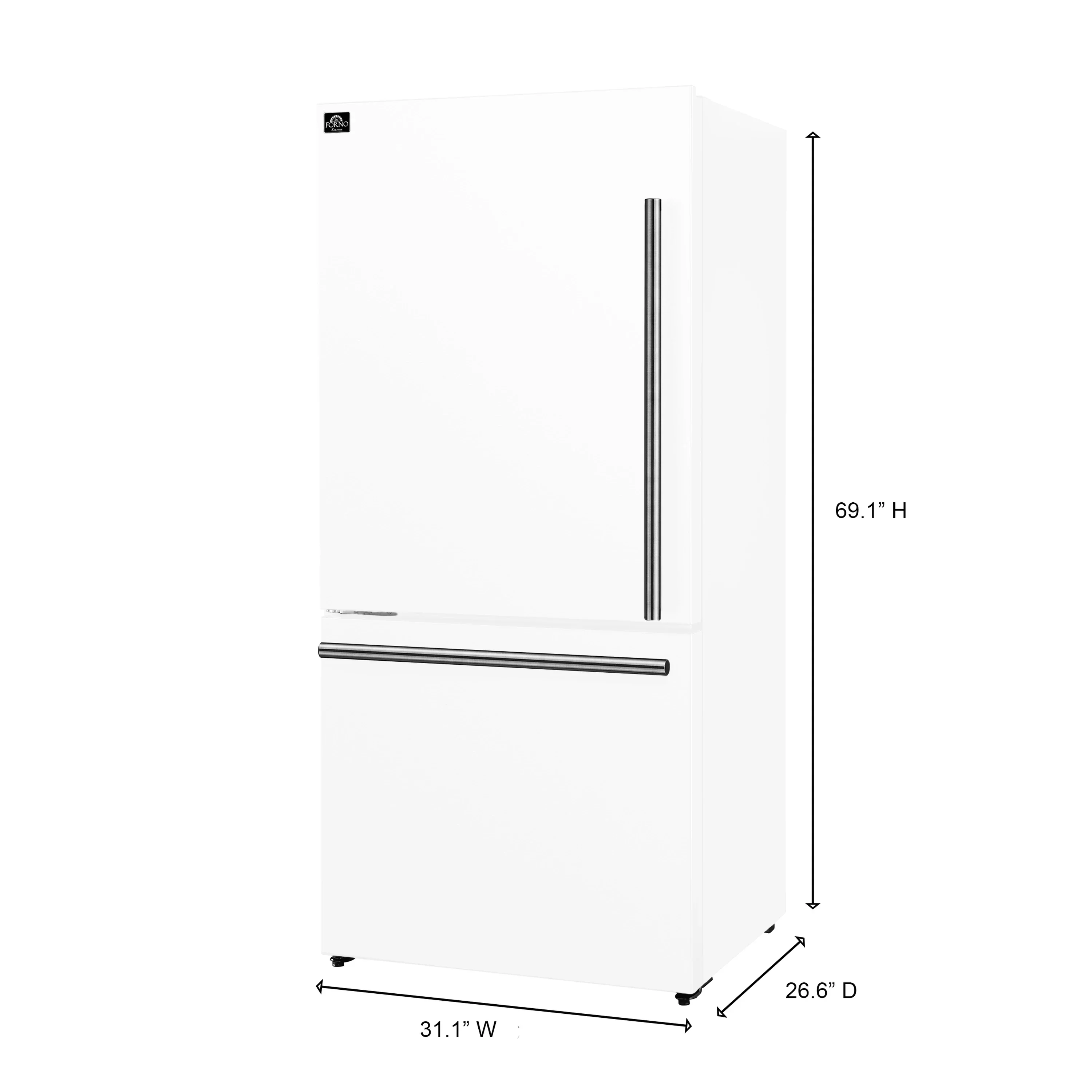 Forno 2-Piece Appliance Package - 30-Inch Electric Range and 31-Inch Refrigerator, Left Hinge in White with Antique Brass Handle (FBDL-003-08US) - Image 23