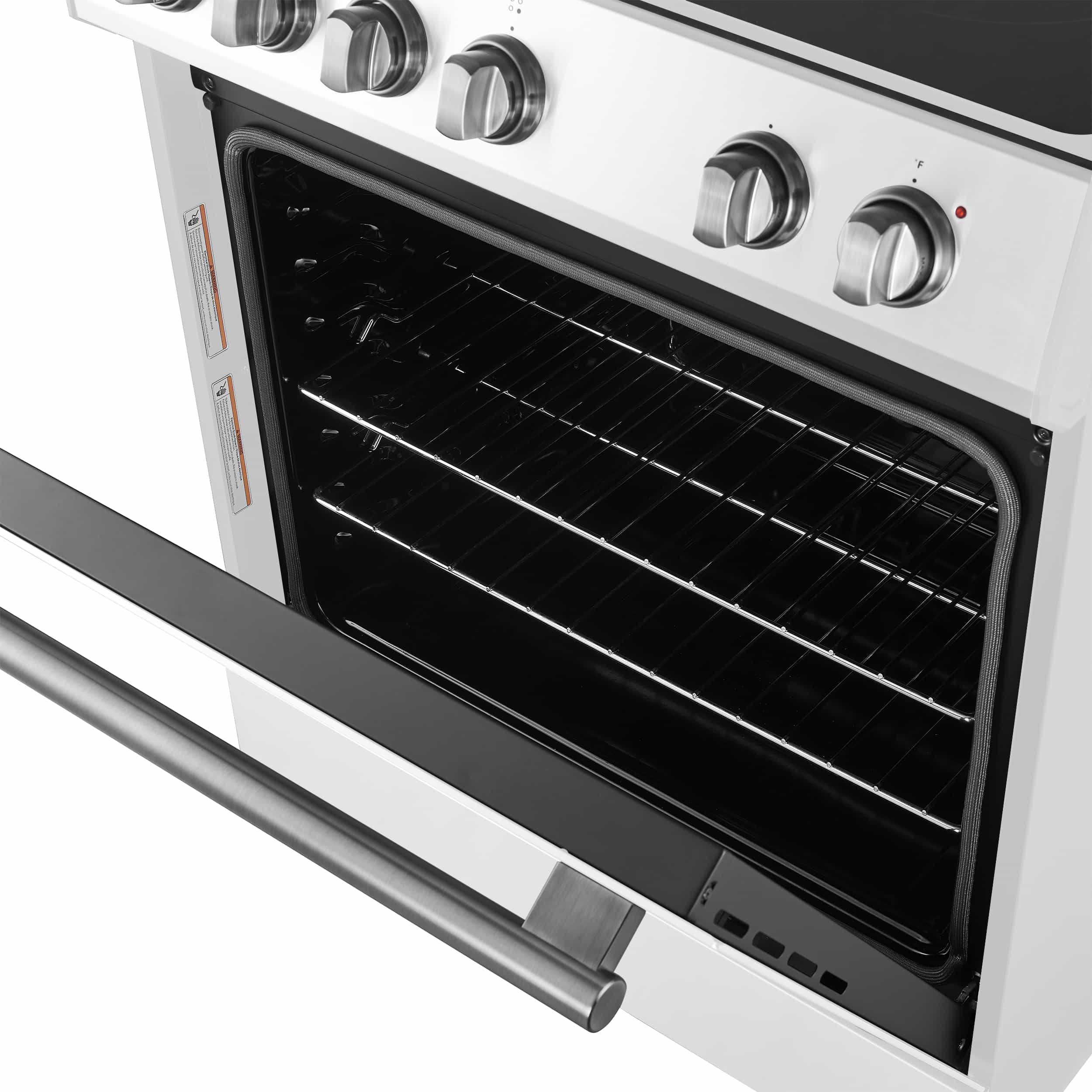 Forno 2-Piece Appliance Package - 30-Inch Electric Range and 36-Inch French Door Refrigerator in White with Antique Brass Handle (FBDL-003-09US) - Image 6