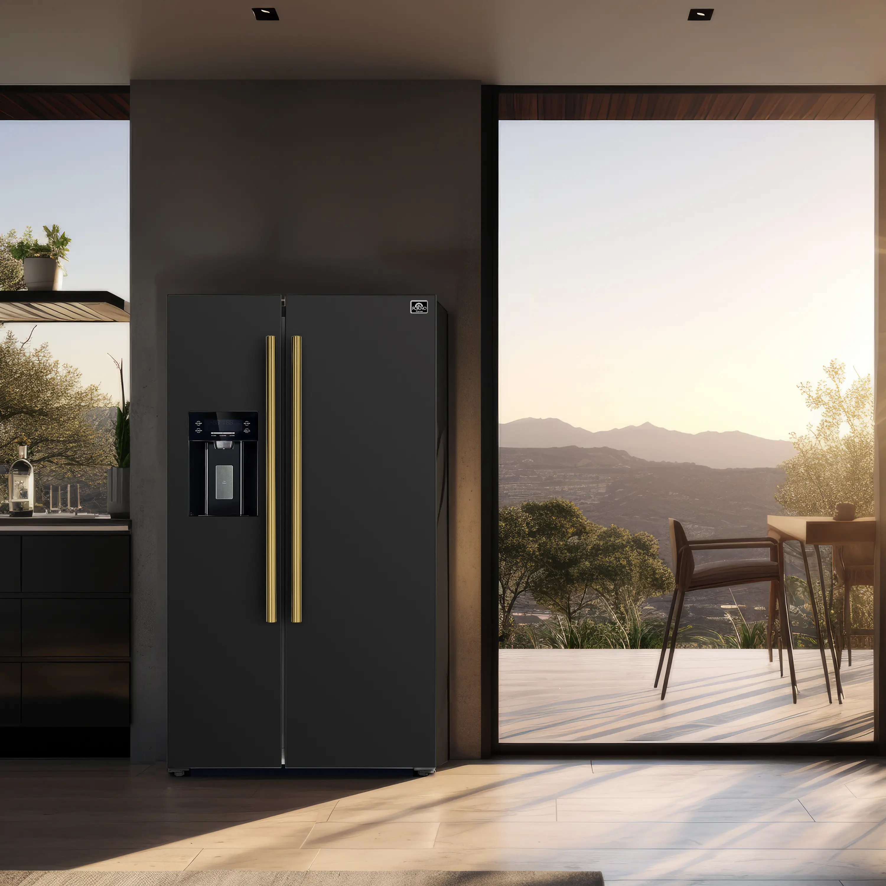 Forno 2-Piece Appliance Package - 30-Inch Electric Range and 36-Inch Side by Side Refrigerator with Water Dispenser in Black with Antique Brass Handle (FBDL-003-14US) - Image 17